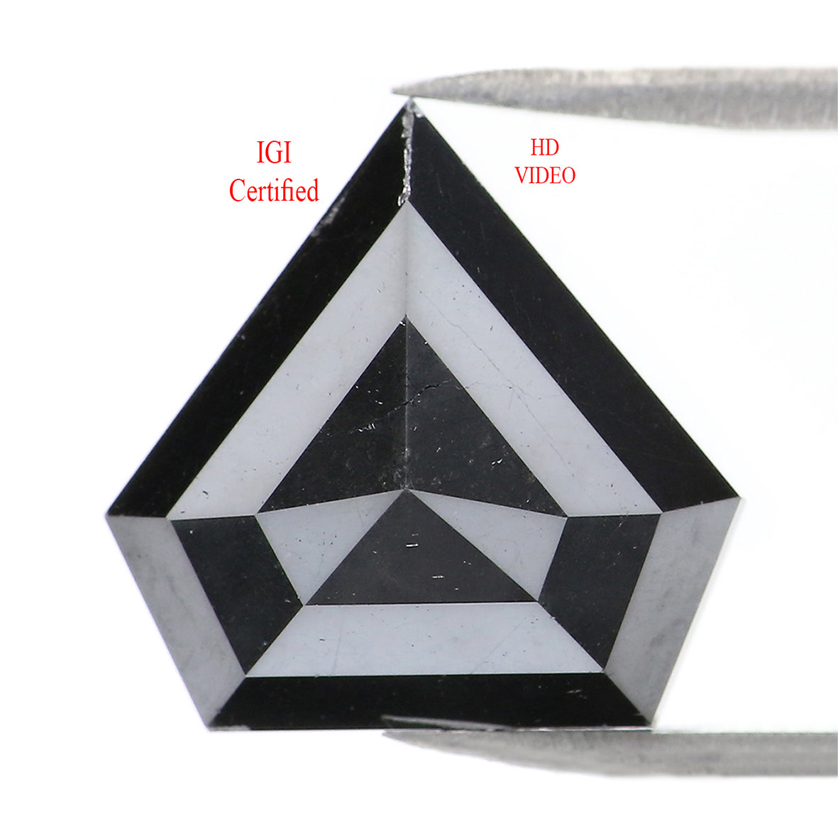 5.22 CT IGI Certified Natural Loose Pentagon Step Cut Diamond Black Color Pentagon Diamond 12.25 MM Natural Black Pentagon Diamond QL1898