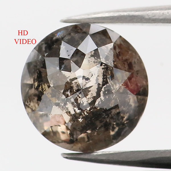 1.60 CT Natural Loose Diamond Round Rose Cut Brown Salt And Pepper Color 7.05 MM KDL9058