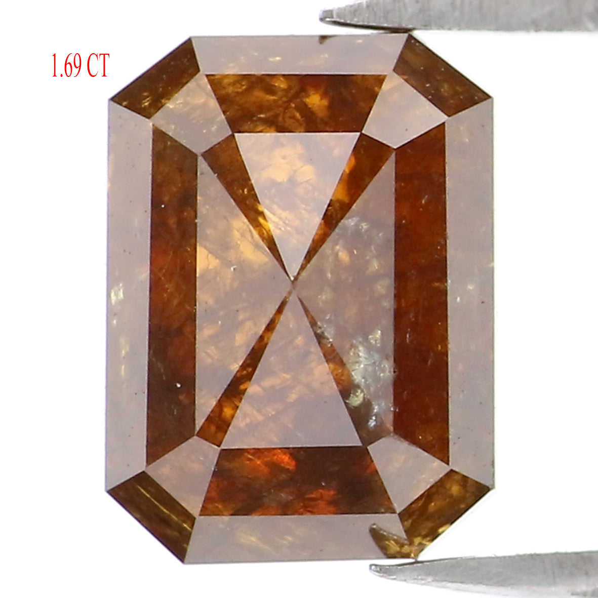 1.69 Ct Natural Loose Emerald Shape Diamond Brown Color Emerald Diamond 7.60 MM Natural Loose Brown Diamond Emerald Rose Cut Diamond LQ367