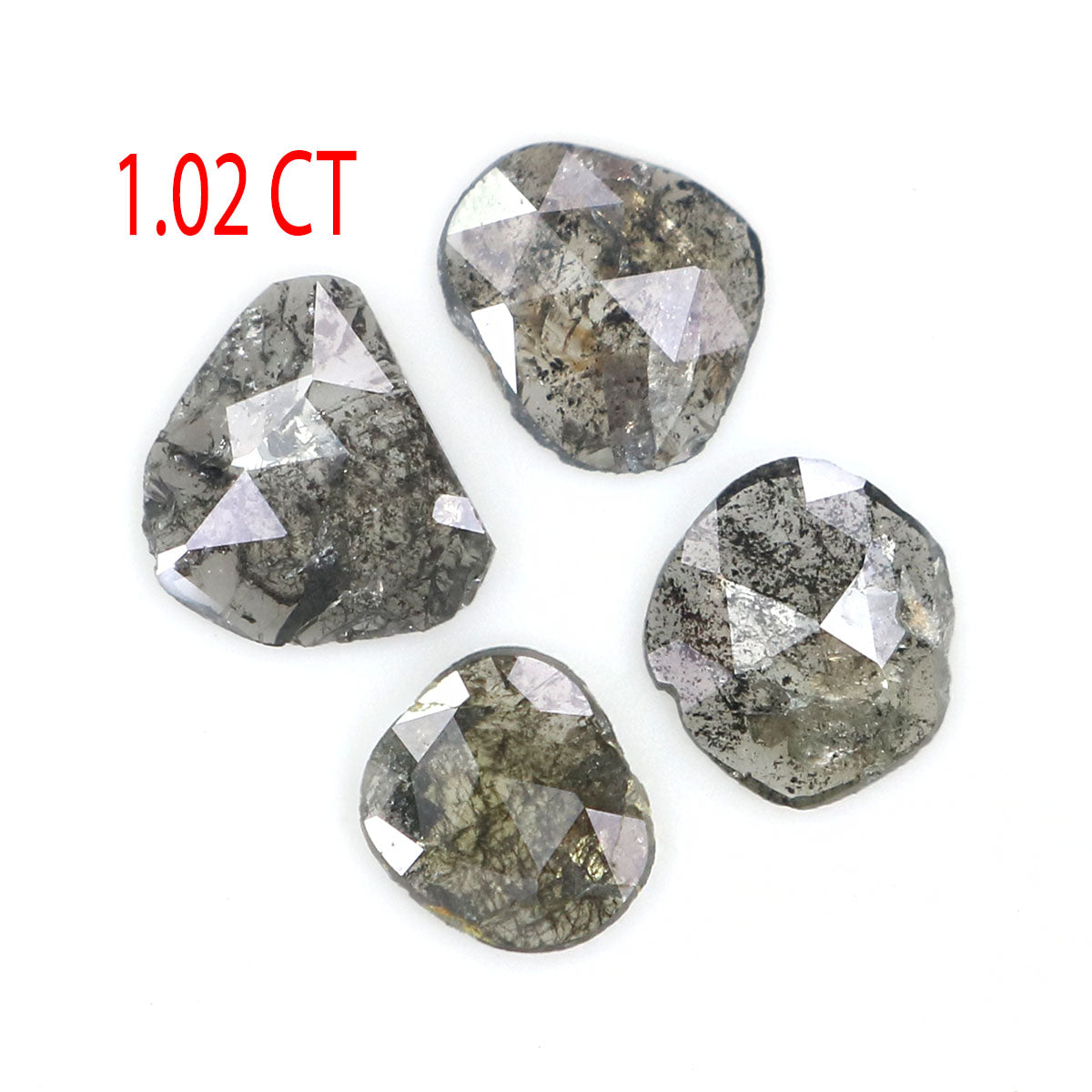 Natural Loose Slice Salt And Pepper Diamond Black Grey Color 1.02 CT 4.81 MM Slice Shape Rose Cut Diamond L2513