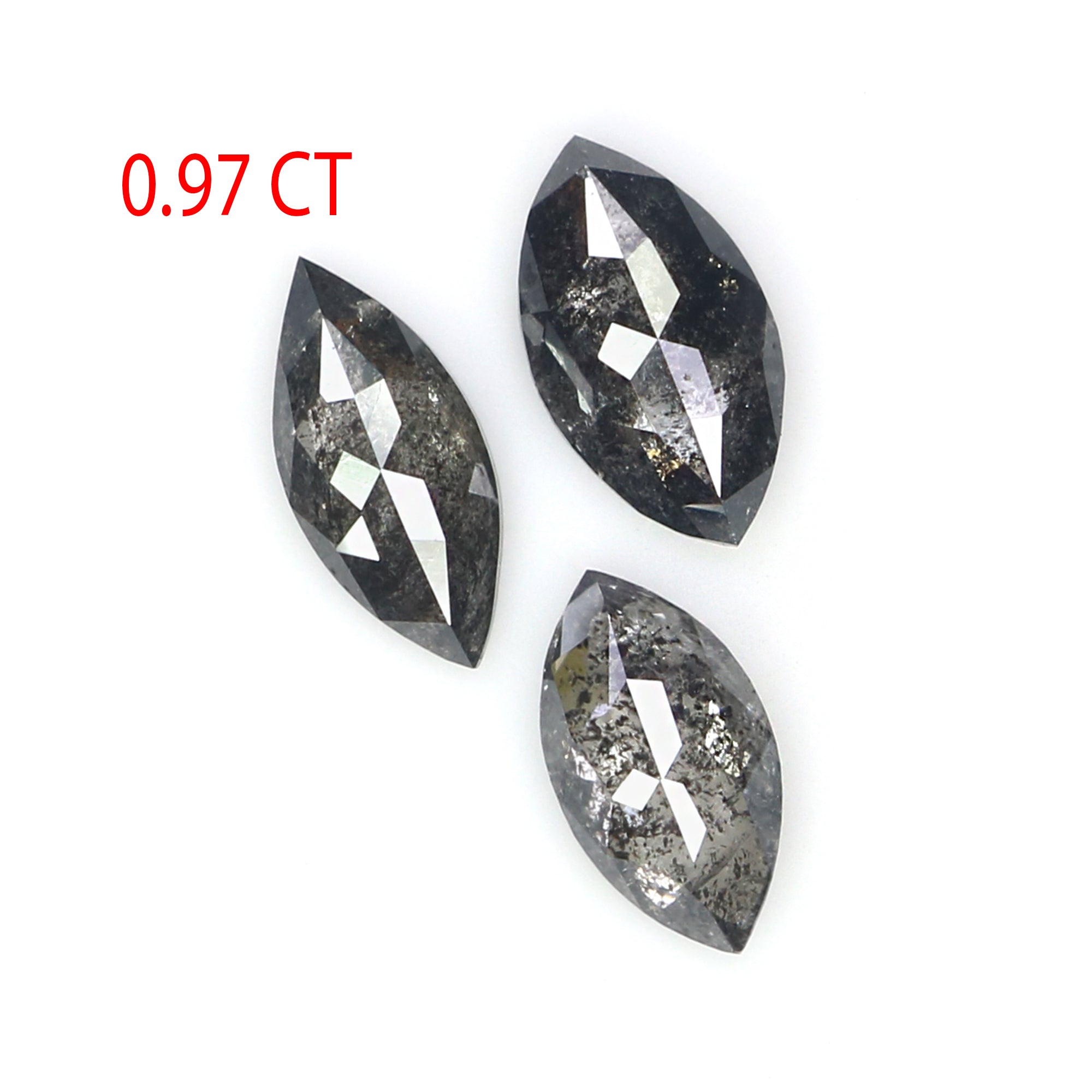 0.97 CT Natural Loose Marquise Shape Diamond Salt And Pepper Marquise Rose Cut Diamond 6.30 MM Black Grey Color Marquise Cut Diamond QL2559