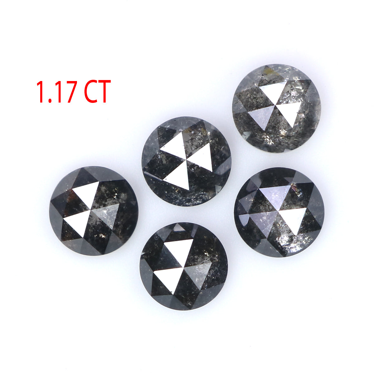 Natural Loose Rose Cut Salt And Pepper Diamond Black Grey Color 1.17 CT 3.70 MM Round Rose Cut Shape Diamond KDL7491
