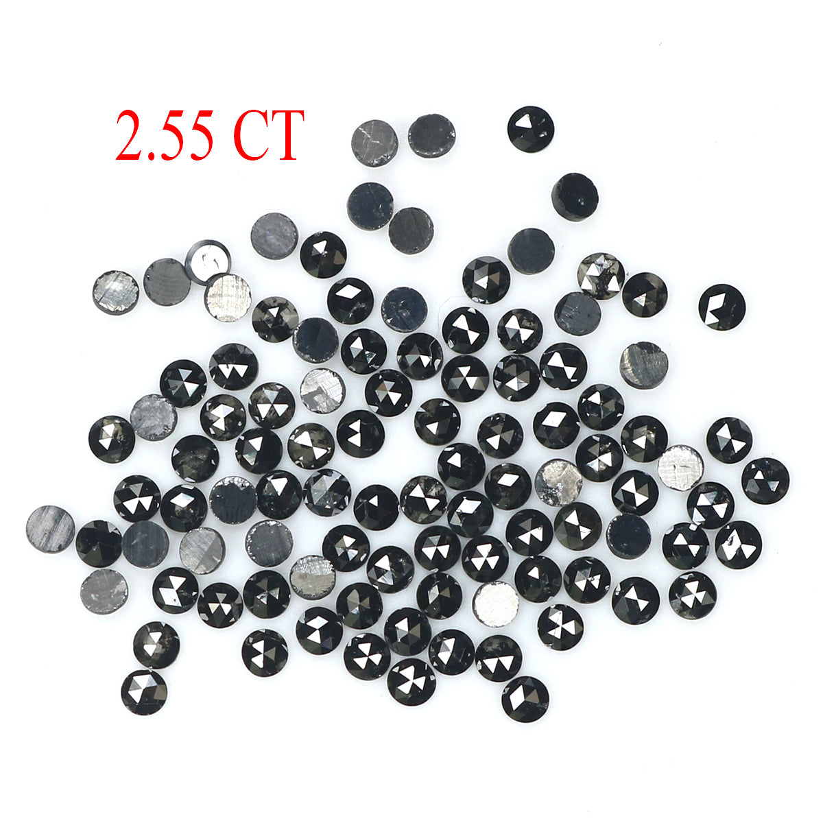 2.55 CT Natural Loose Round Rose Cut Diamond Black Color Round Shape Diamond 1.80 MM Natural Loose Black Color Round Rose Cut Diamond LQ1877