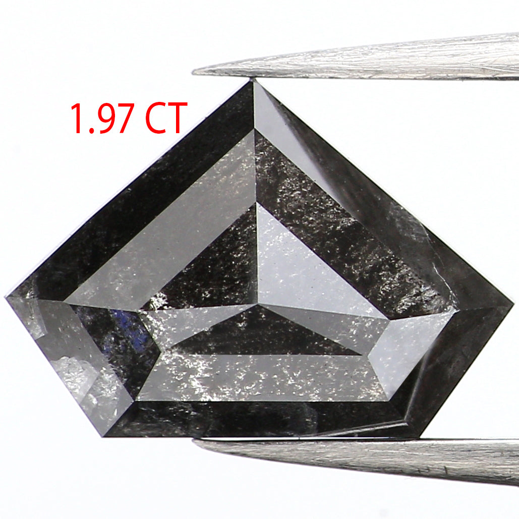 1.97 Ct Natural Loose Shield Shape Diamond Salt And Pepper Shield Cut Diamond 7.30 MM Black Gray Color Shield Shape Rose Cut Diamond QL700