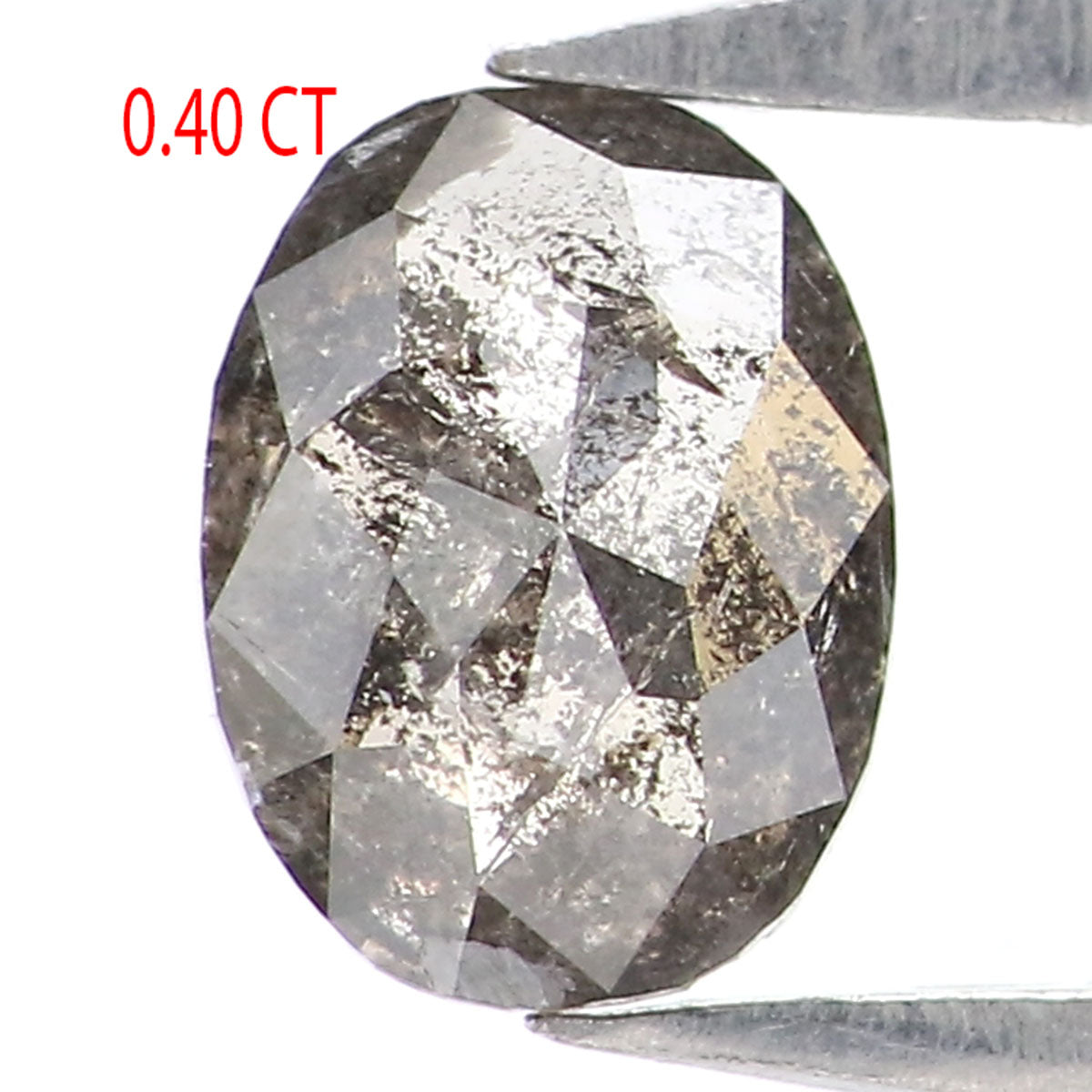 Natural Loose Oval Salt And Pepper Diamond Black Grey Color 0.40 CT 5.27 MM Oval Shape Rose Cut Diamond L2477