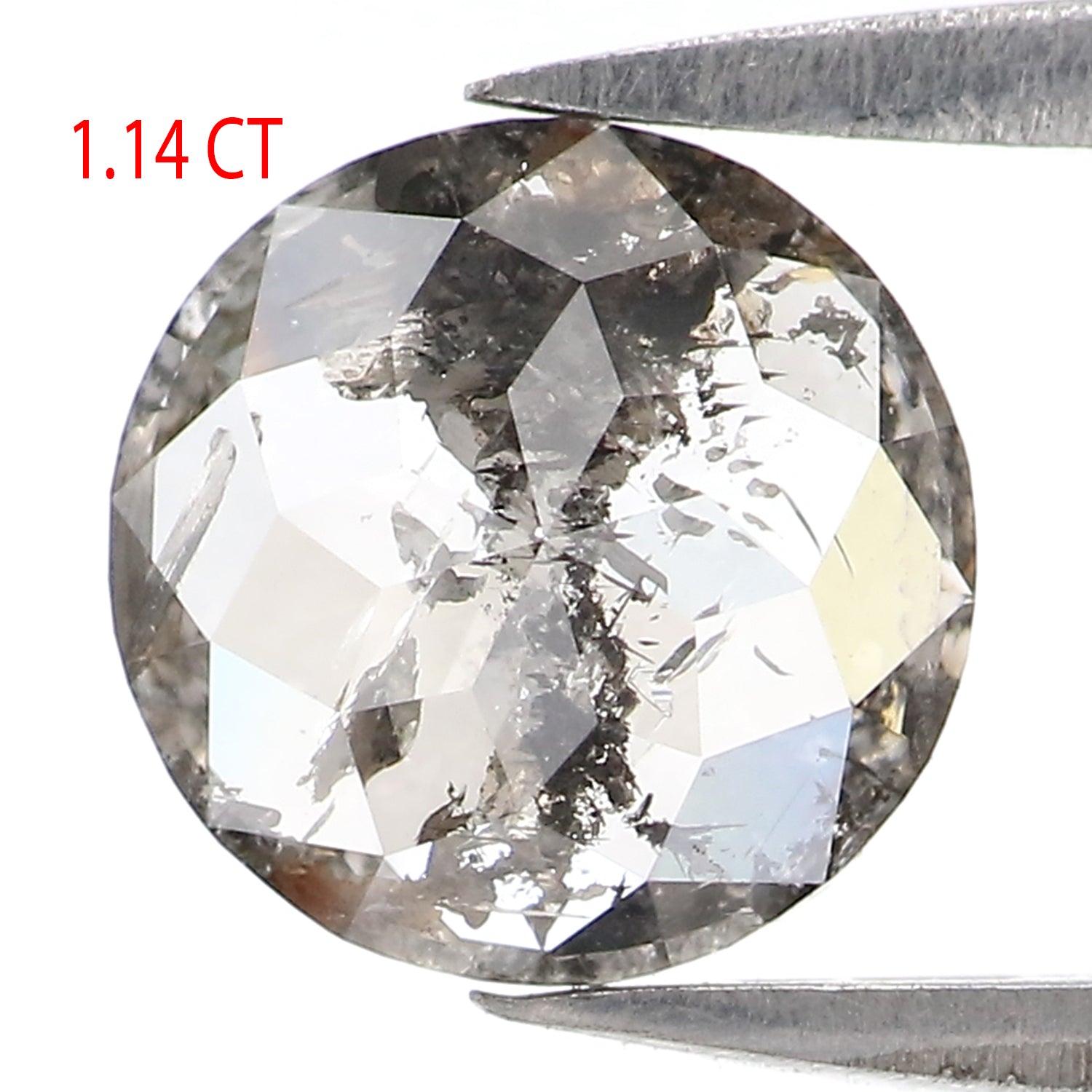 Natural Loose Round Rose Cut Salt And Pepper Diamond Black Grey Color 1.14 CT 7.28 MM Rose Cut Shape Diamond L2590