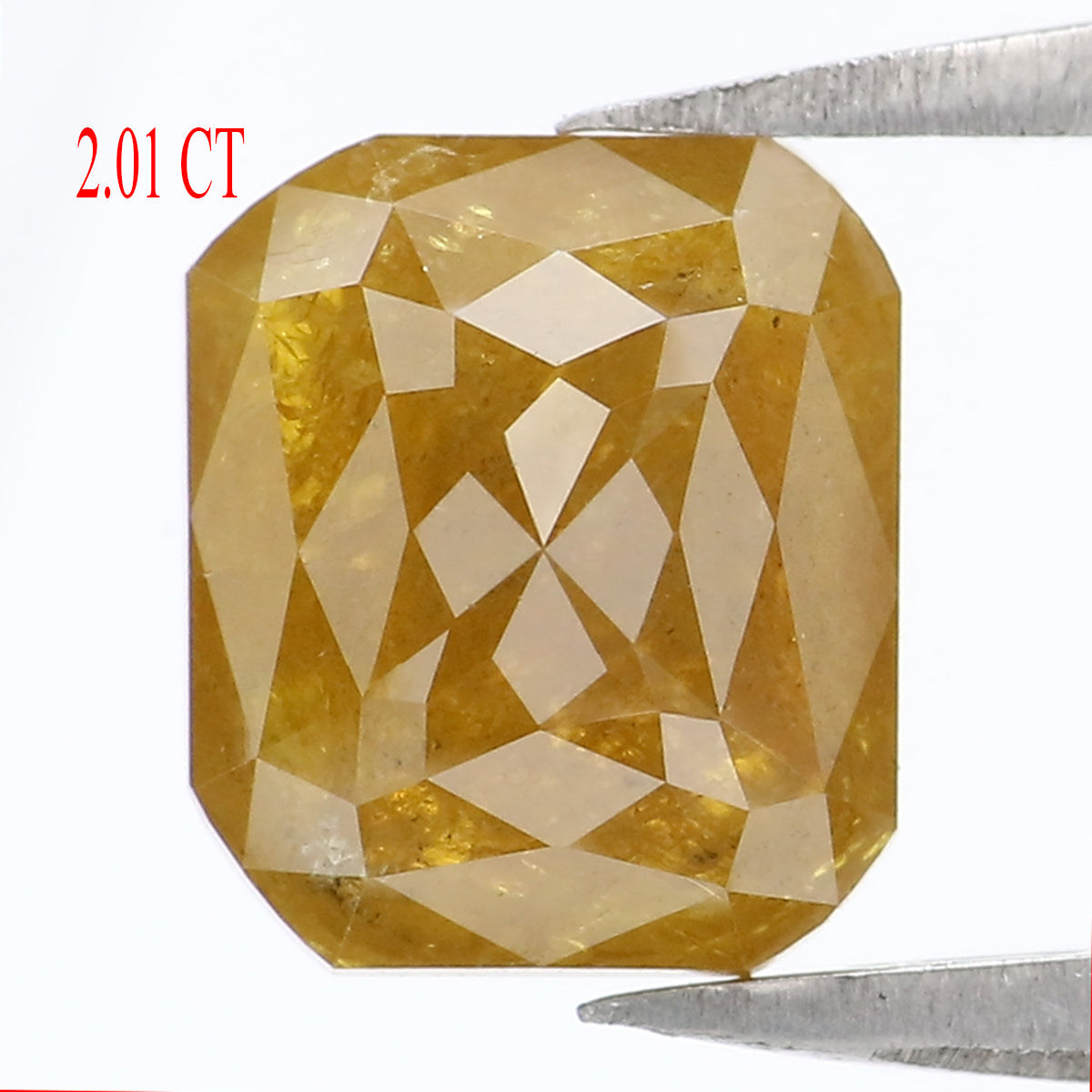 2.01 CT Natural Loose Emerald Shape Diamond Yellow Color Emerald Cut Diamond 7.75 MM Natural Yellow Color Emerald Rose Cut Diamond LQ9423