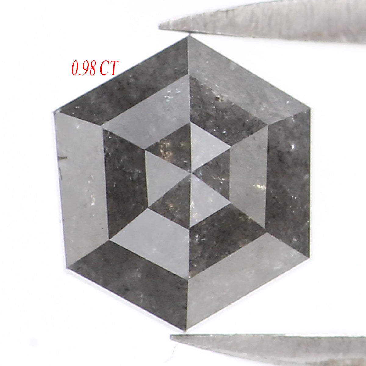 0.98 CT Natural Loose Hexagon Cut Diamond Salt And Pepper Hexagon Diamond 6.00 MM Natural Loose Black Grey Color Hexagon Cut Diamond KQ1458
