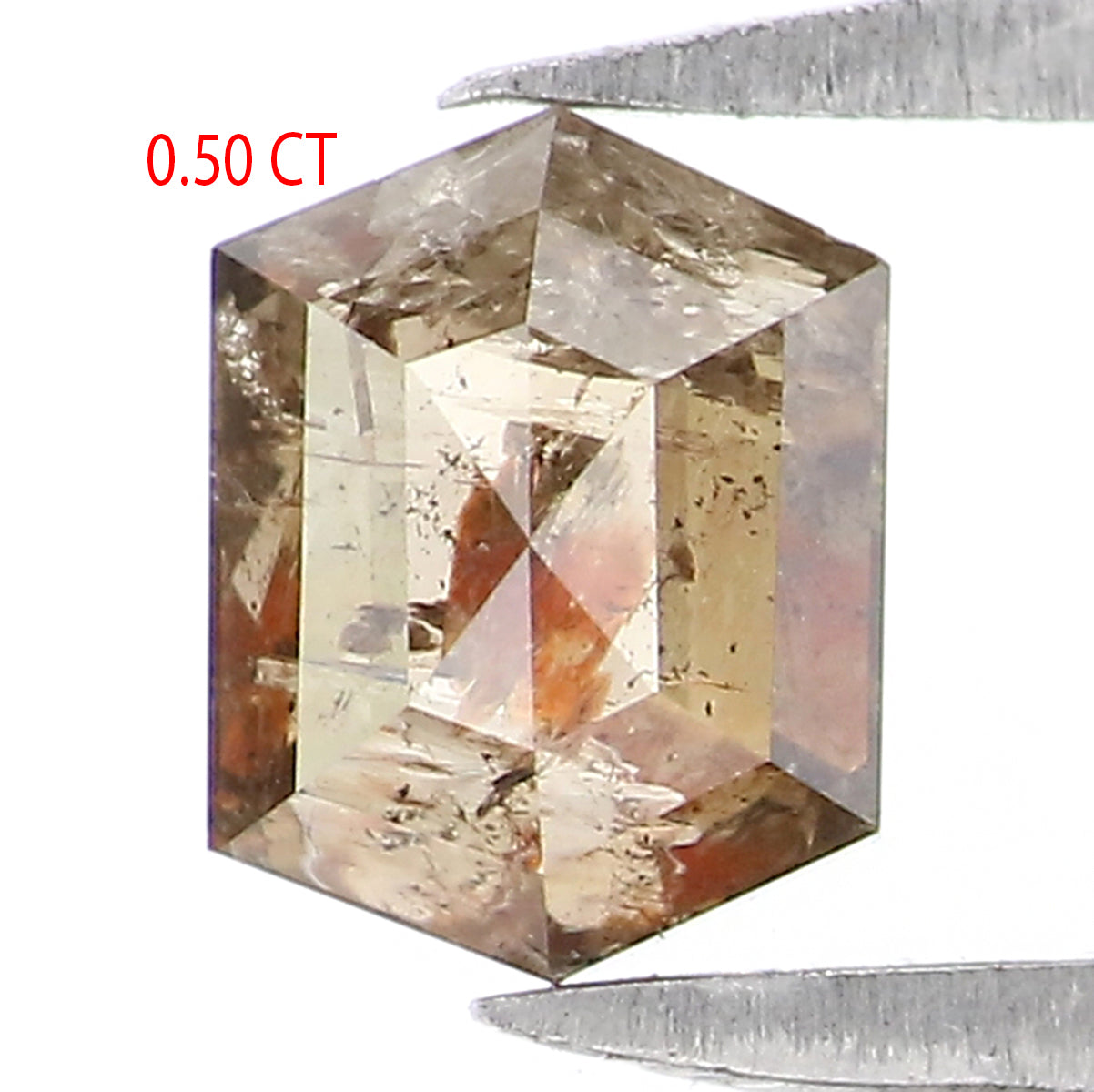 0.50 CT Natural Loose Hexagon Shape Diamond Brown Color Hexagon Shape Diamond 5.40 MM Natural Green Color Hexagon Rose Cut Diamond QK2596