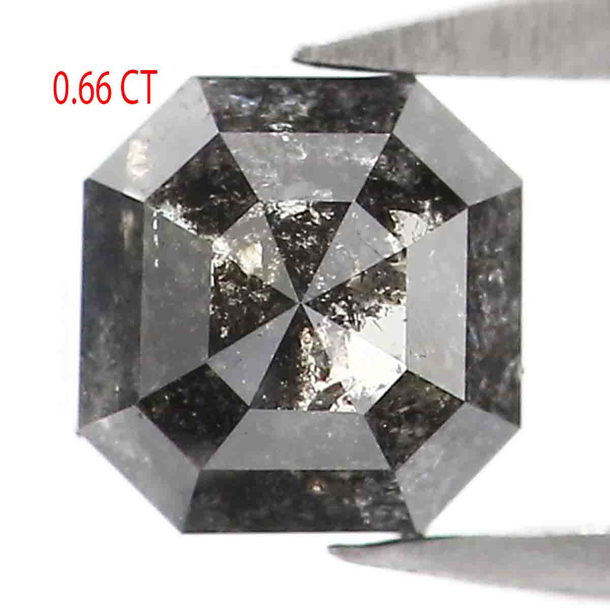 0.66 CT Natural Loose Radiant Shape Diamond Salt And Pepper Radiant Diamond 4.60 MM Natural Black Grey Color Radiant Rose Cut Diamond KQ1437