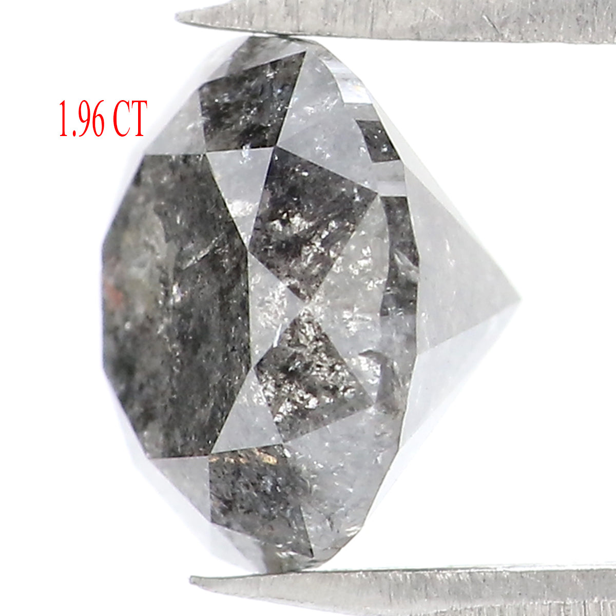 Natural Loose Round Salt And Pepper Diamond Black Grey Color 1.96 CT 7.50 MM Round Brilliant Cut Diamond KDL8077