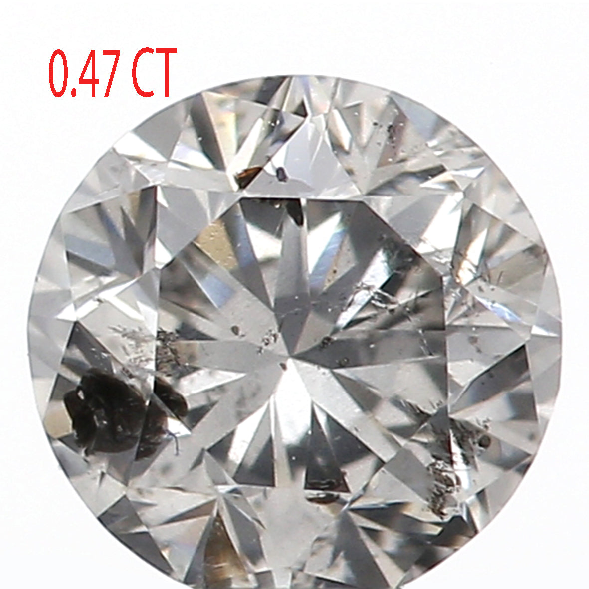 0.47 Ct Natural Loose Diamond, Round Brilliant Cut, Salt Pepper Diamond, Black Diamond, Gray Diamond, Rustic Diamond, Round Diamond L210