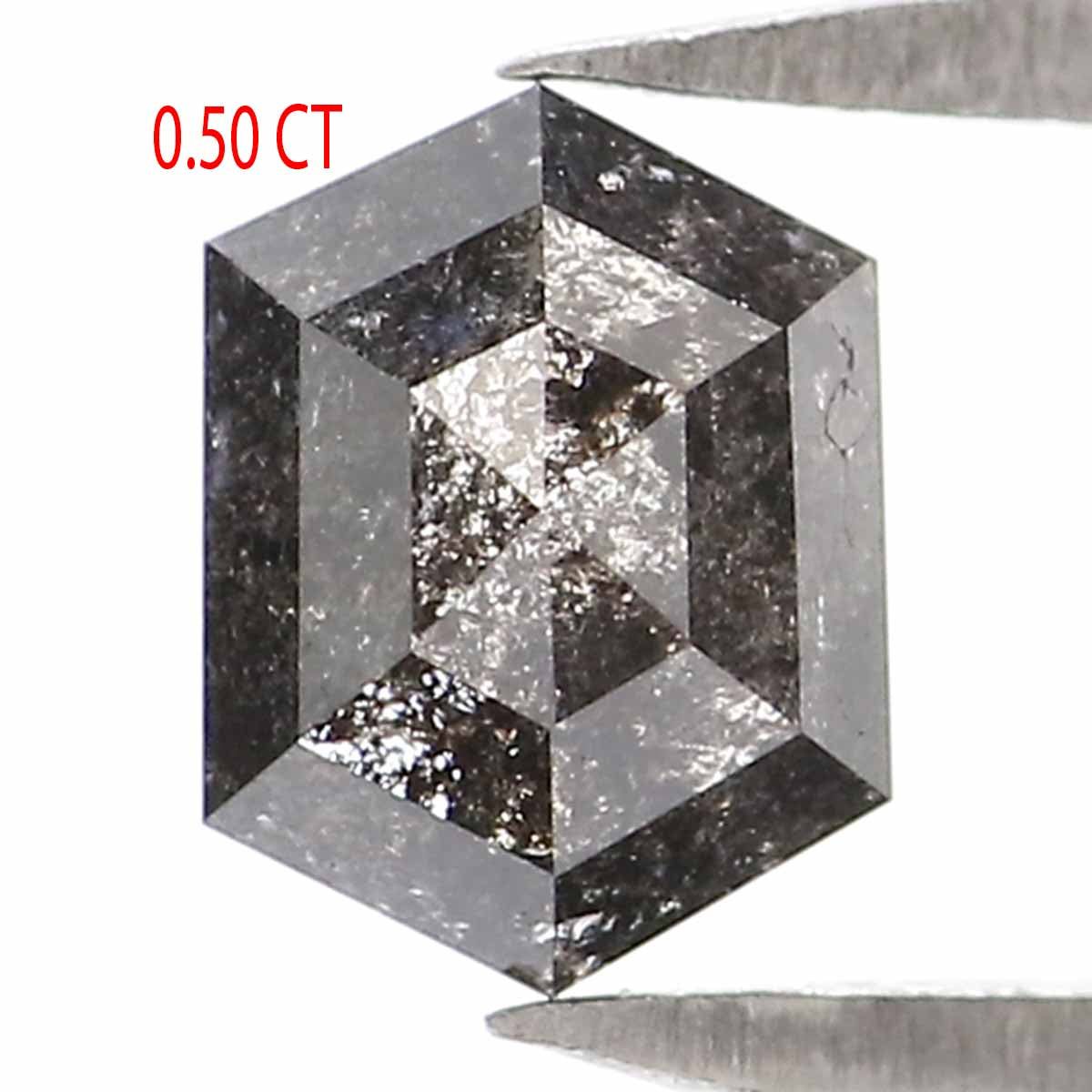 0.50 CT Natural Loose Hexagon Cut Diamond Salt And Pepper Hexagon Diamond 5.35 MM Natural Loose Black Grey Color Hexagon Cut Diamond KQ2541