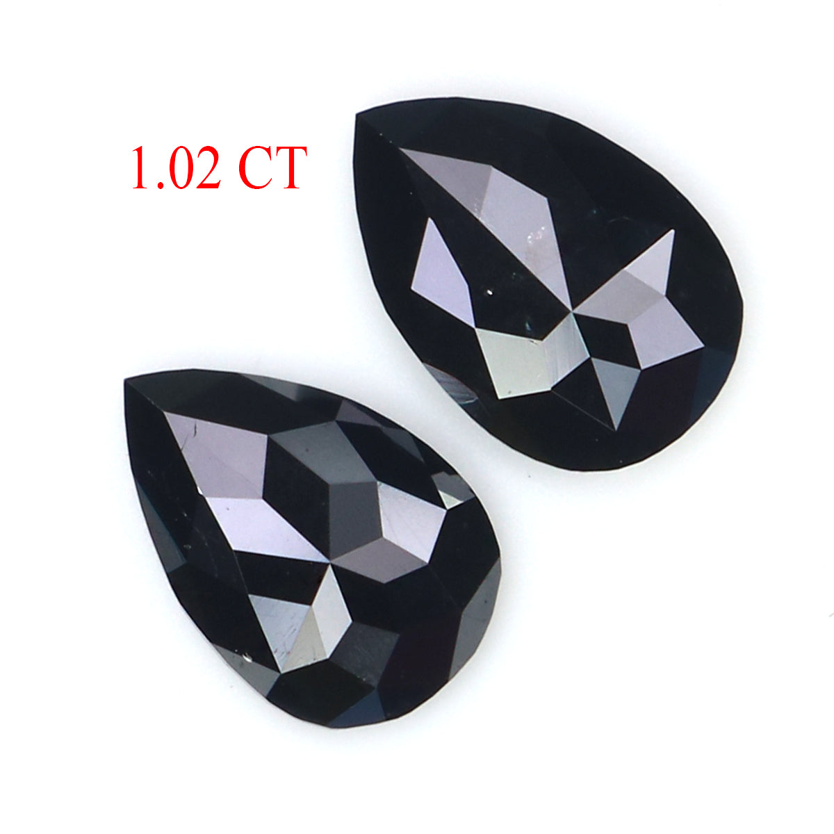 1.02 CT Natural Loose Pear Cut Pair Diamond Black Color Pear Shape Diamond 7.45 MM Natural Loose Black Diamond Pear Rose Cut Diamond LQ2723