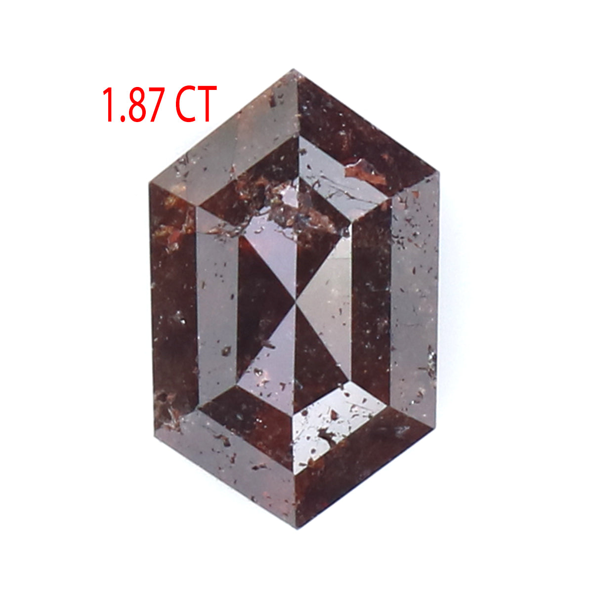 Natural Loose Hexagon Brown Color Diamond 1.87 CT 7.20 MM Hexagon Shape Rose Cut Diamond L6689