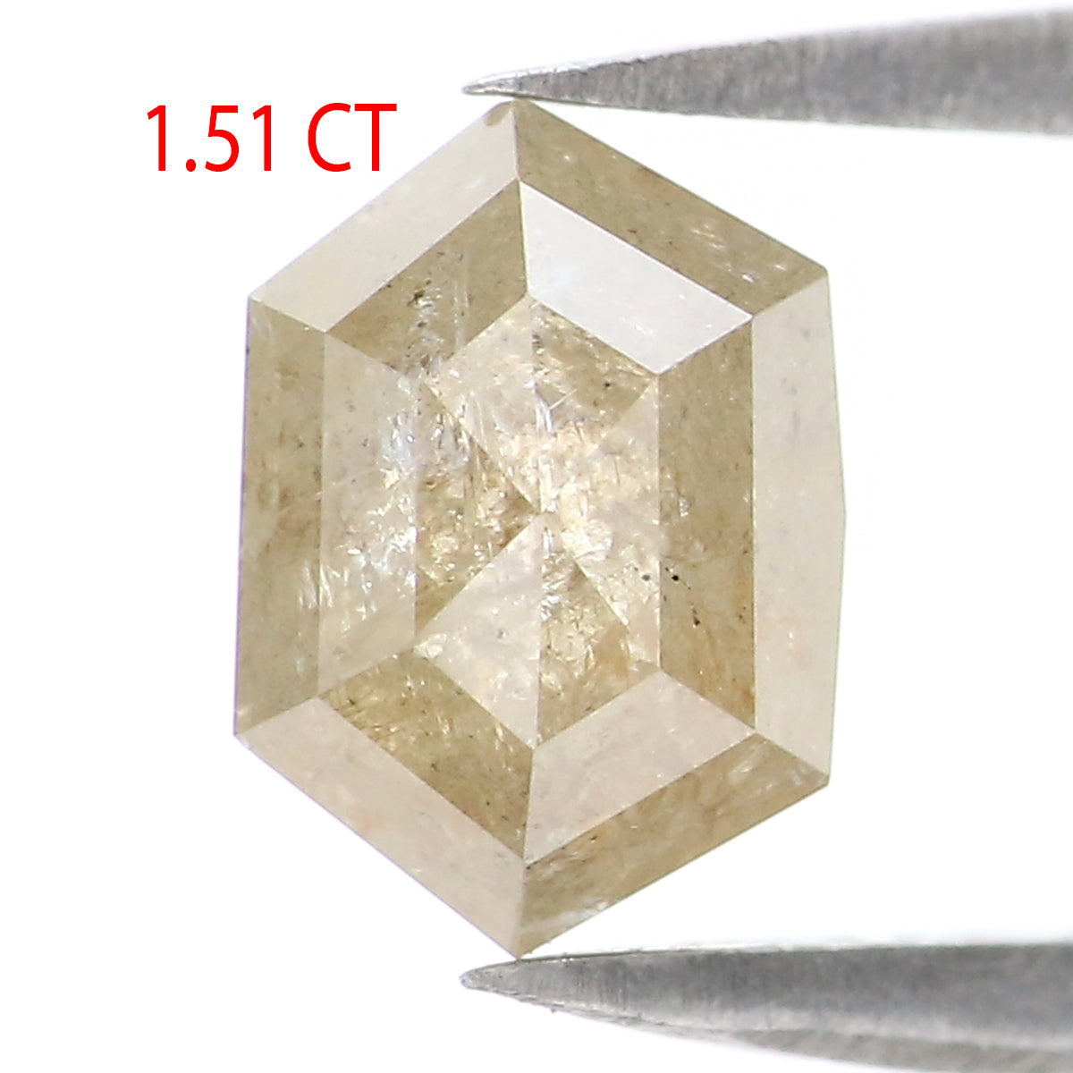 Natural Loose Hexagon Diamond Grey Yellow Color 1.51 CT 7.80 MM Hexagon Shape Rose Cut Diamond KR1613