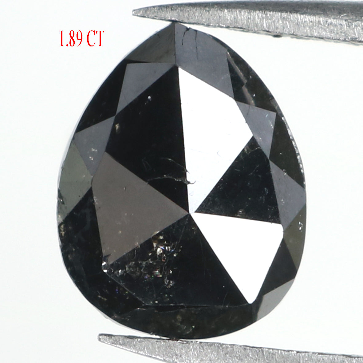 1.89 CT Natural Loose Pear Shape Diamond Black Color Pear Cut Diamond 9.55 MM Natural Loose Black Color Diamond Pear Rose Cut Diamond LQ1730