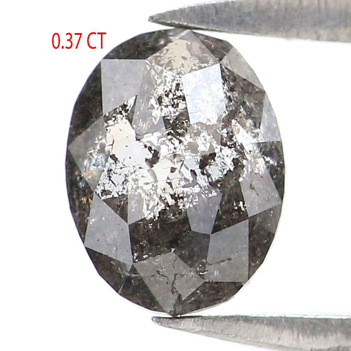 0.37 CT Natural Loose Oval Shape Diamond Salt And Pepper Oval Cut Diamond 5.35 MM Natural Black Grey Color Oval Rose Cut Diamond KQ2584