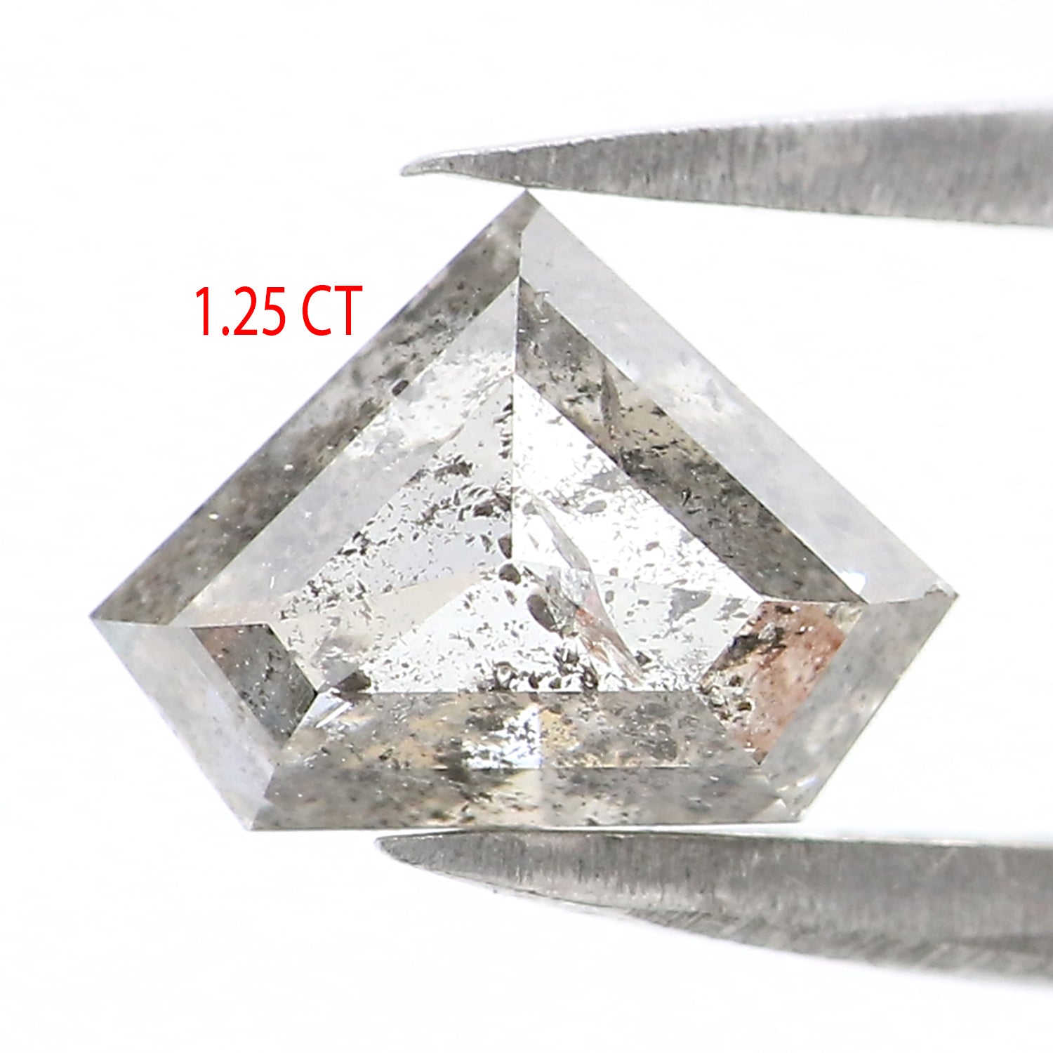 1.25 Ct Natural Loose Shield Shape Diamond Salt And Pepper Shield Cut Diamond 6.20 MM Black Gray Color Shield Shape Rose Cut Diamond KDL2609