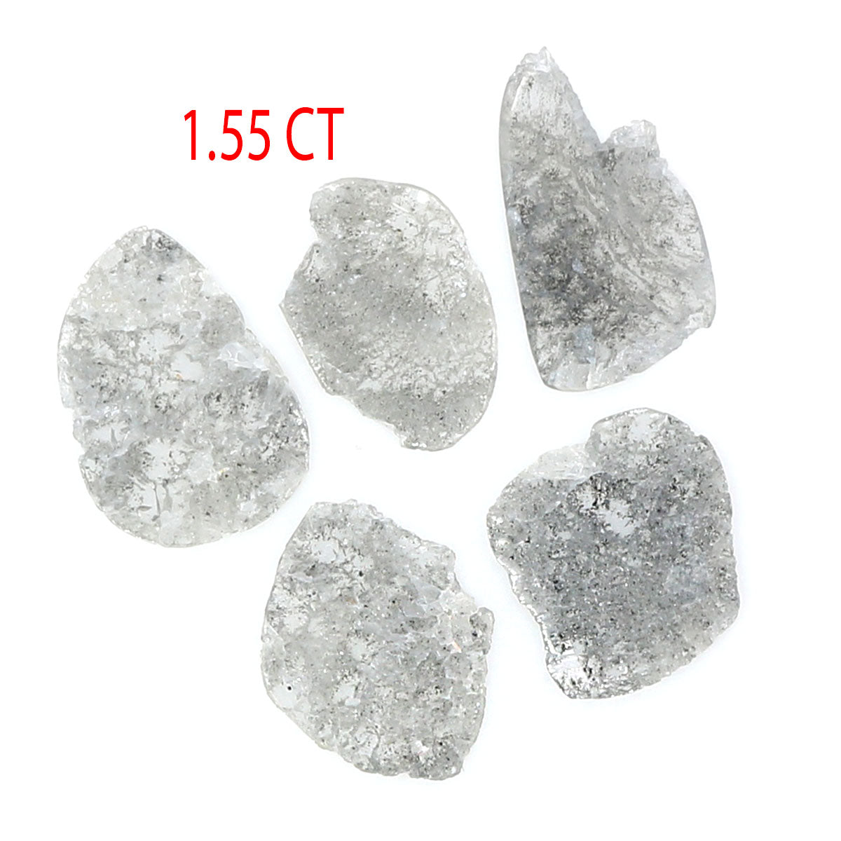 1.55 Ct Natural Loose Slice Shape Diamond Salt And Pepper Slice Cut Diamond 8.60 MM Natural Black Grey Color Irregular Cut Diamond LQ5160