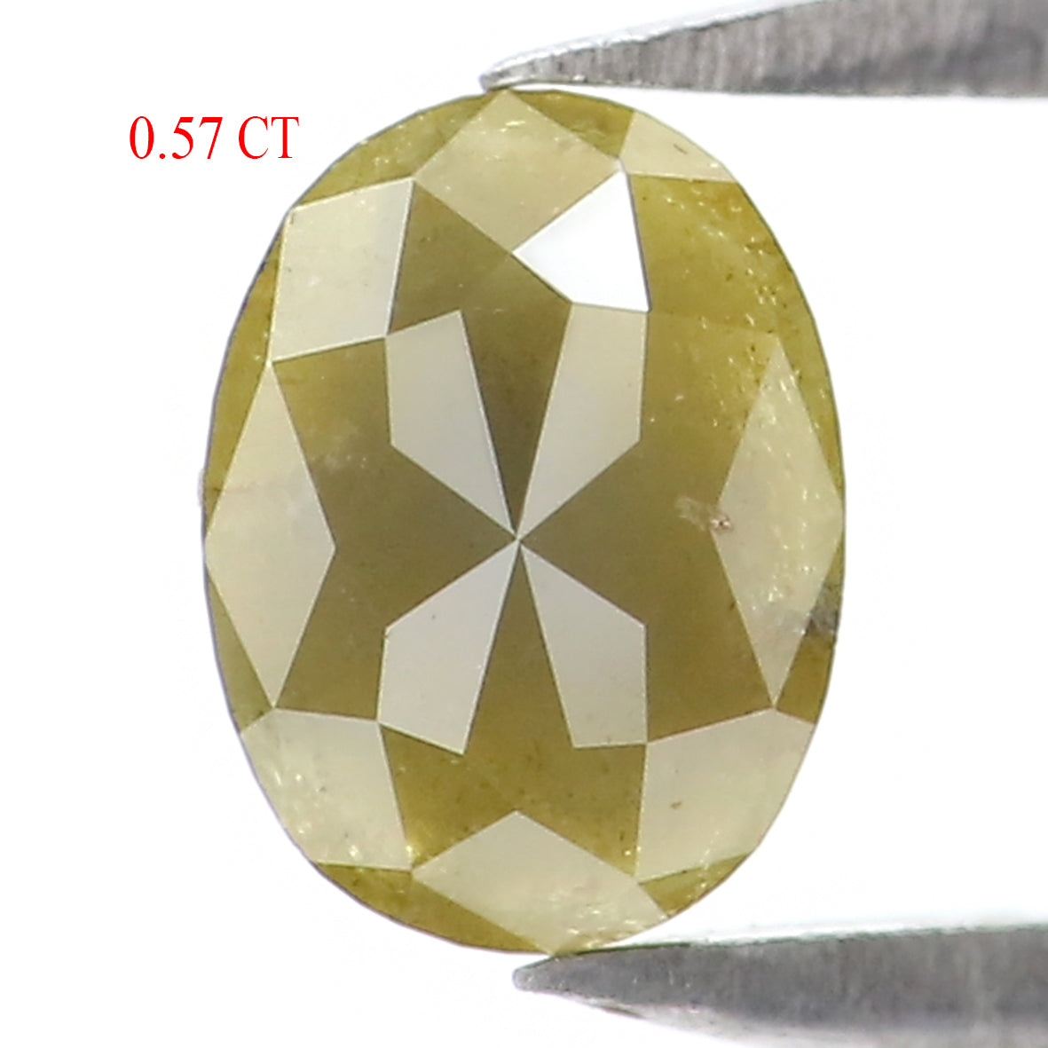 0.57 CT Natural Loose Oval Shape Diamond Yellow Color Oval Cut Diamond 5.70 MM Natural Loose Green Color Oval Shape Rose Cut Diamond KQ2475