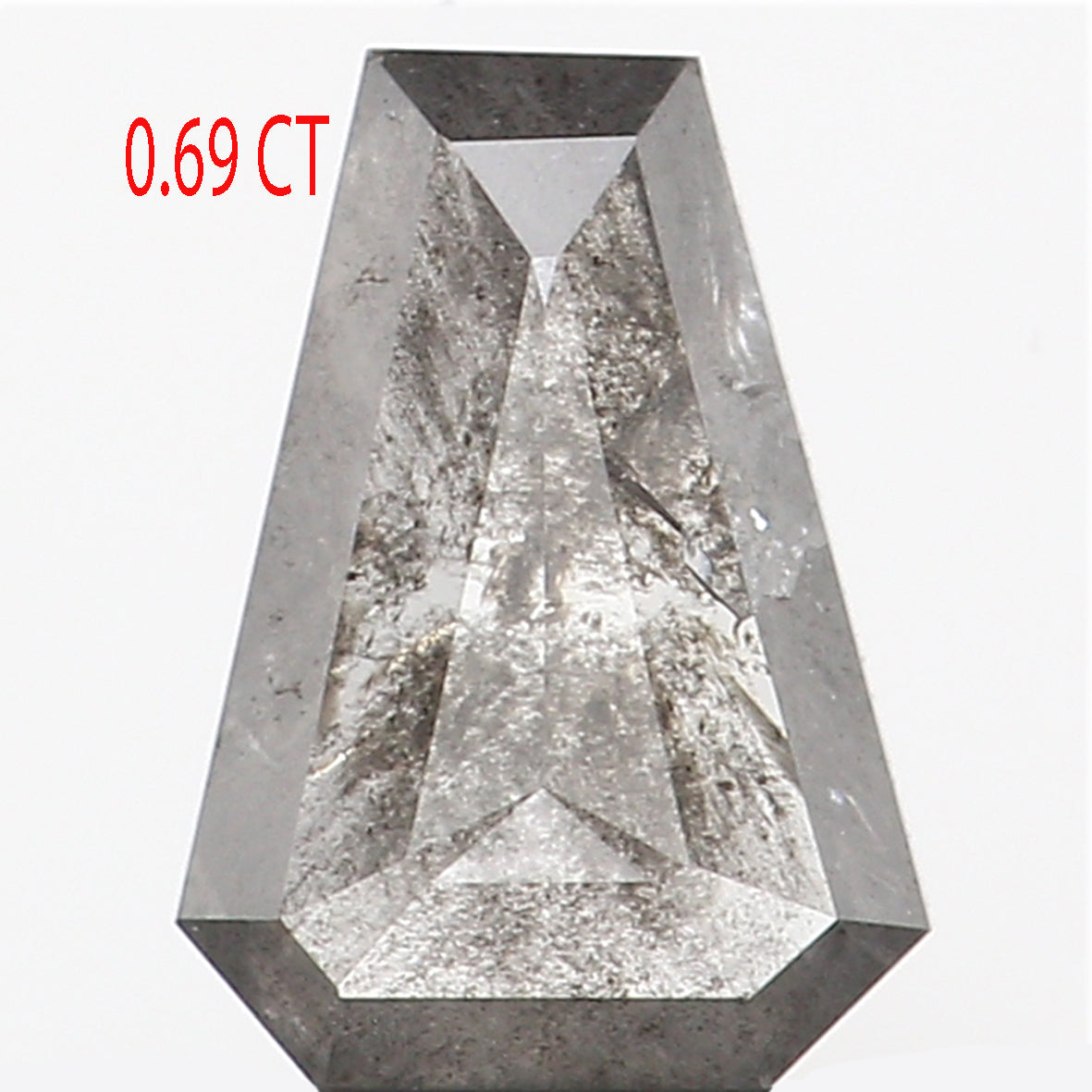 0.69 CT Natural Loose Coffin Shape Diamond Salt And Pepper Coffin Cut Diamond 6.90 MM Natural Black Grey Color Coffin Rose Cut Diamond QL506