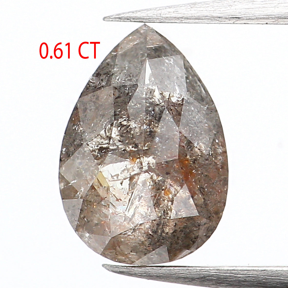 0.61 CT Natural Loose Pear Shape Diamond Grey Color Pear Cut Diamond 6.75 MM Natural Loose Brown Color Diamond Pear Rose Cut Diamond KQ2332