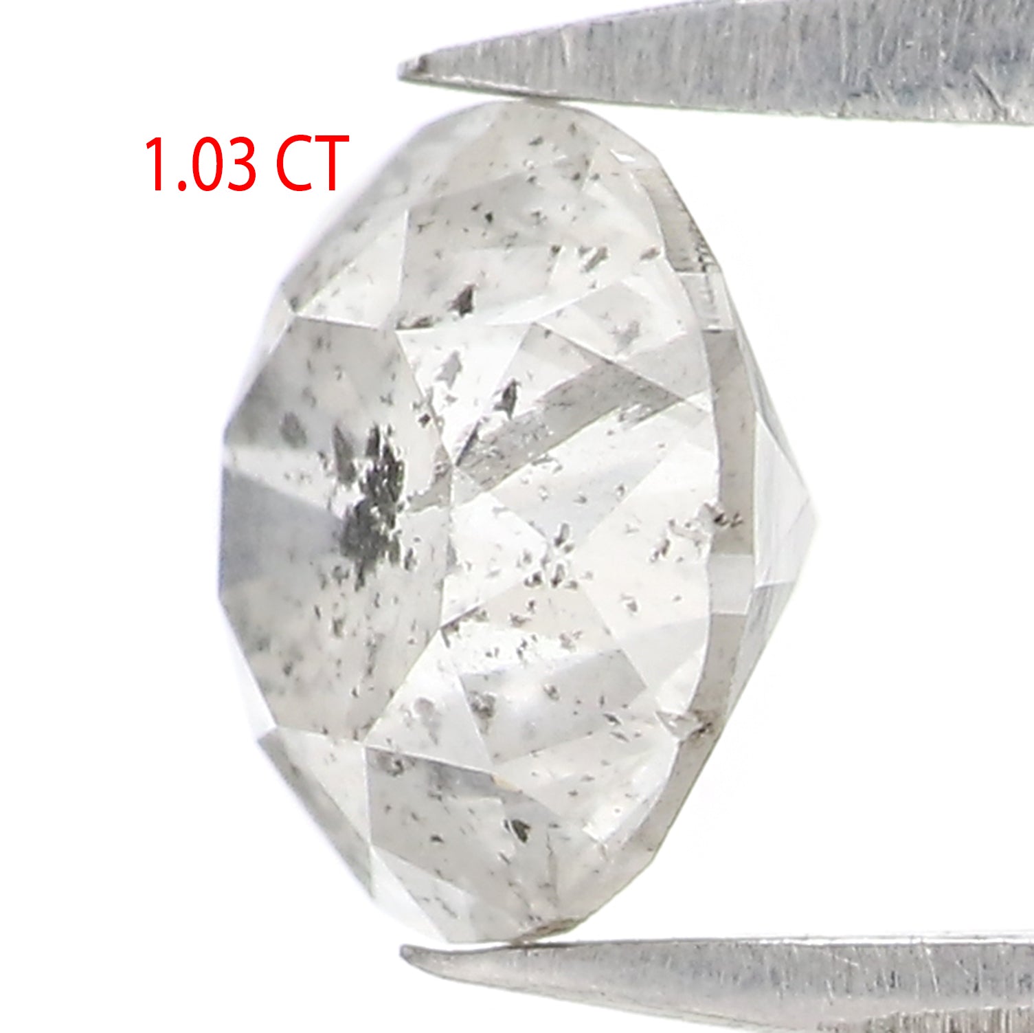 Natural Loose Round Salt And Pepper Diamond Grey Color 1.03 CT 6.07 MM Round Brilliant Cut Diamond L2572