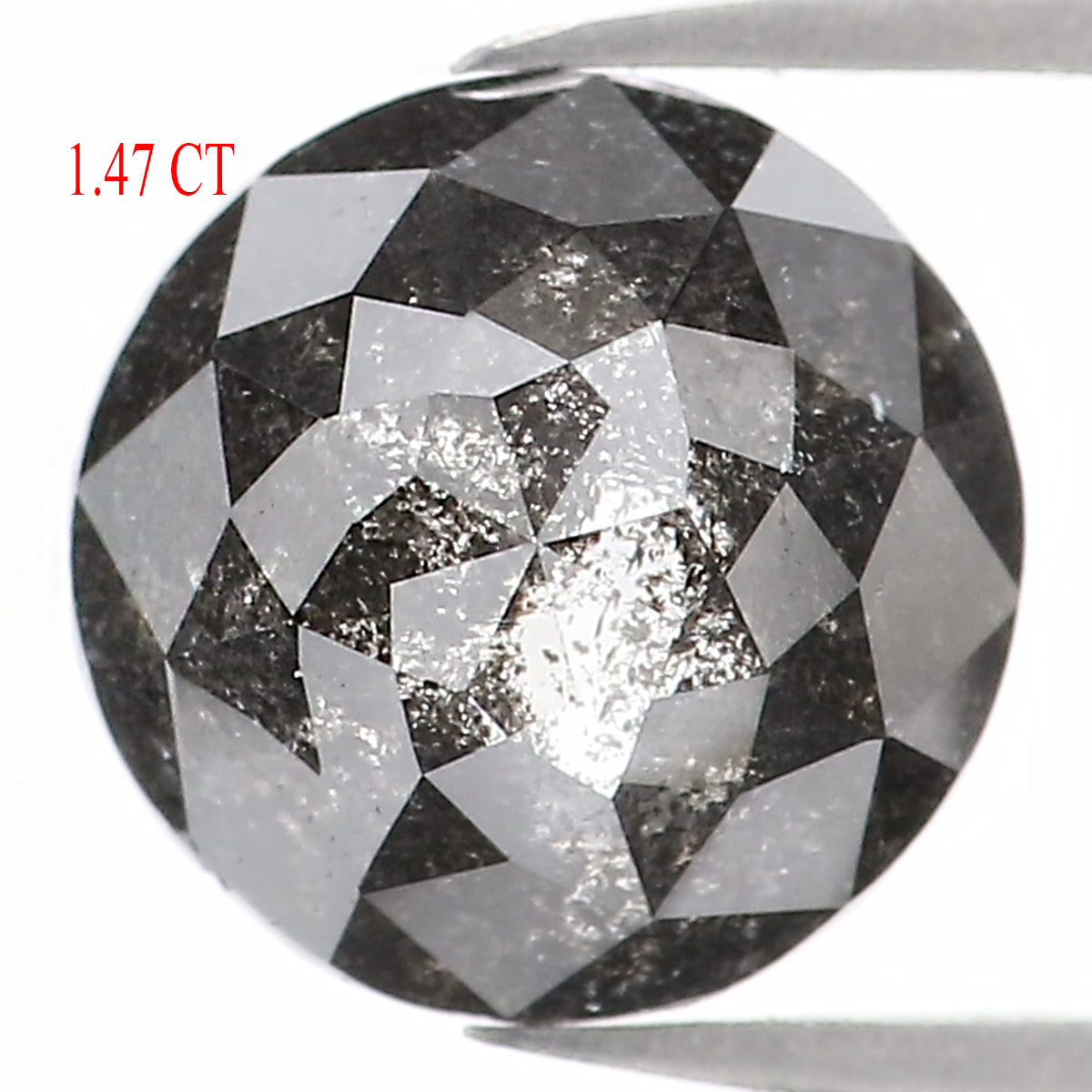 1.47 Ct Natural Loose Round Rose Cut Diamond Black Color Rose Cut Diamond 7.00 MM Natural Loose Salt And Pepper Rose Cut Diamond QL1206