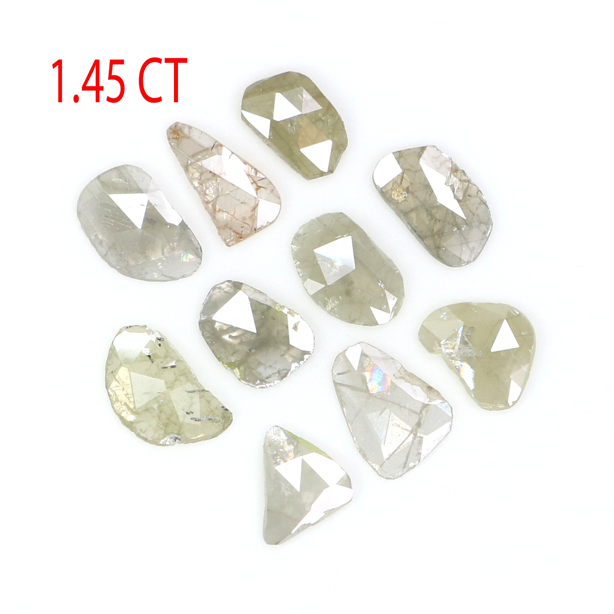 1.45 CT Natural Loose Slice Shape Diamond Grey Color Slice Rose Cut Diamond 4.90 MM Natural Grey Color Slice Irregular Cut Diamond KQ2601