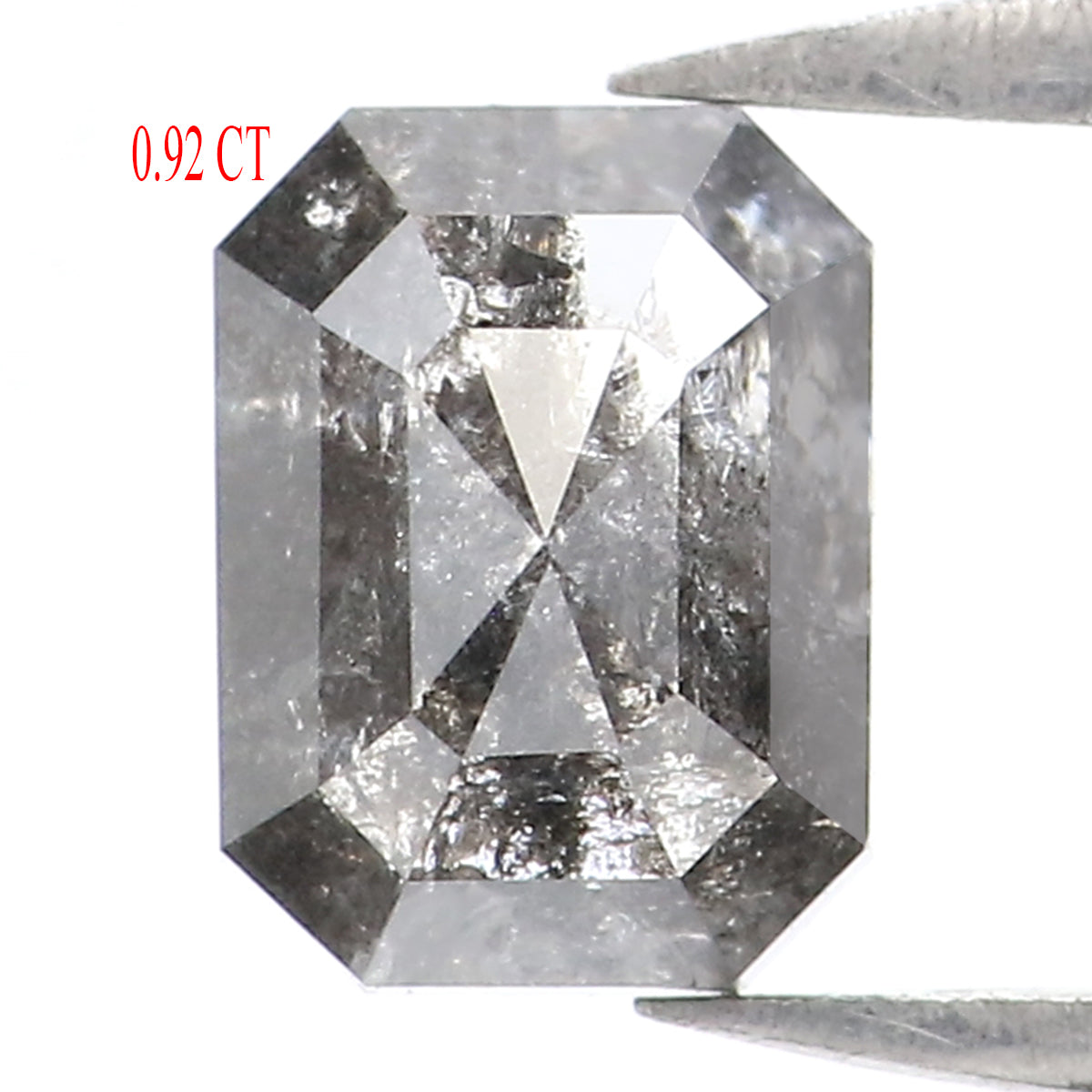 0.92 CT Natural Loose Emerald Shape Diamond Salt And Pepper Emerald Diamond 6.20 MM Black Grey Color Emerald Shape Rose Cut Diamond LQ1951