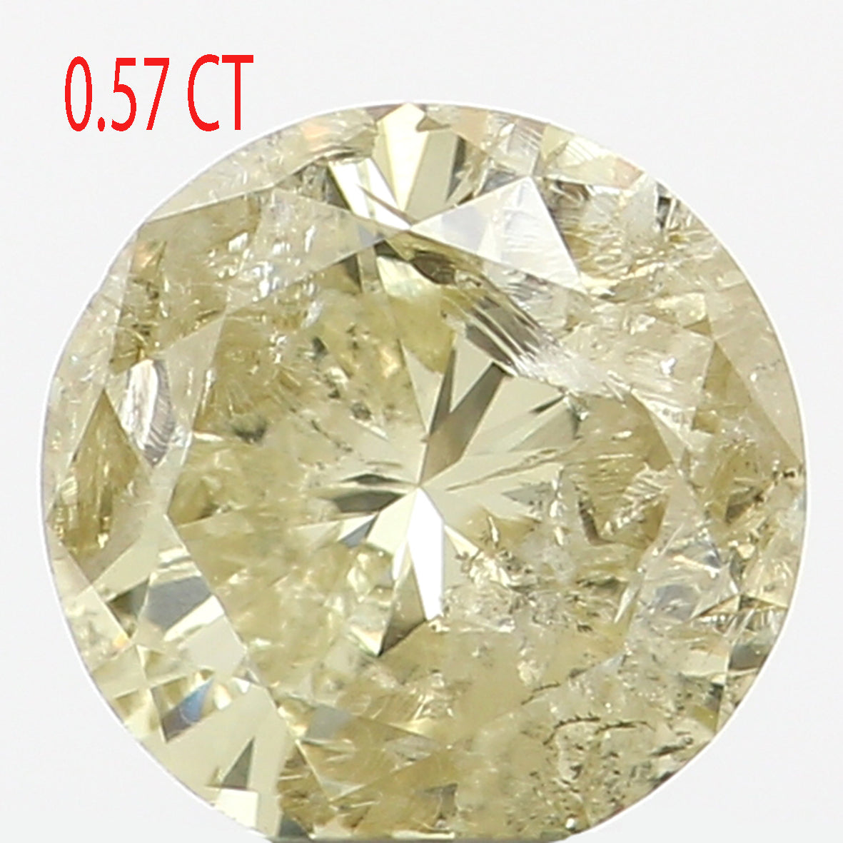 0.57 Ct Natural Loose Diamond, Green Diamond, Yellow Diamond, Round Diamond, Round Brilliant Cut, Sparkling Diamond, Rustic Diamond L4994