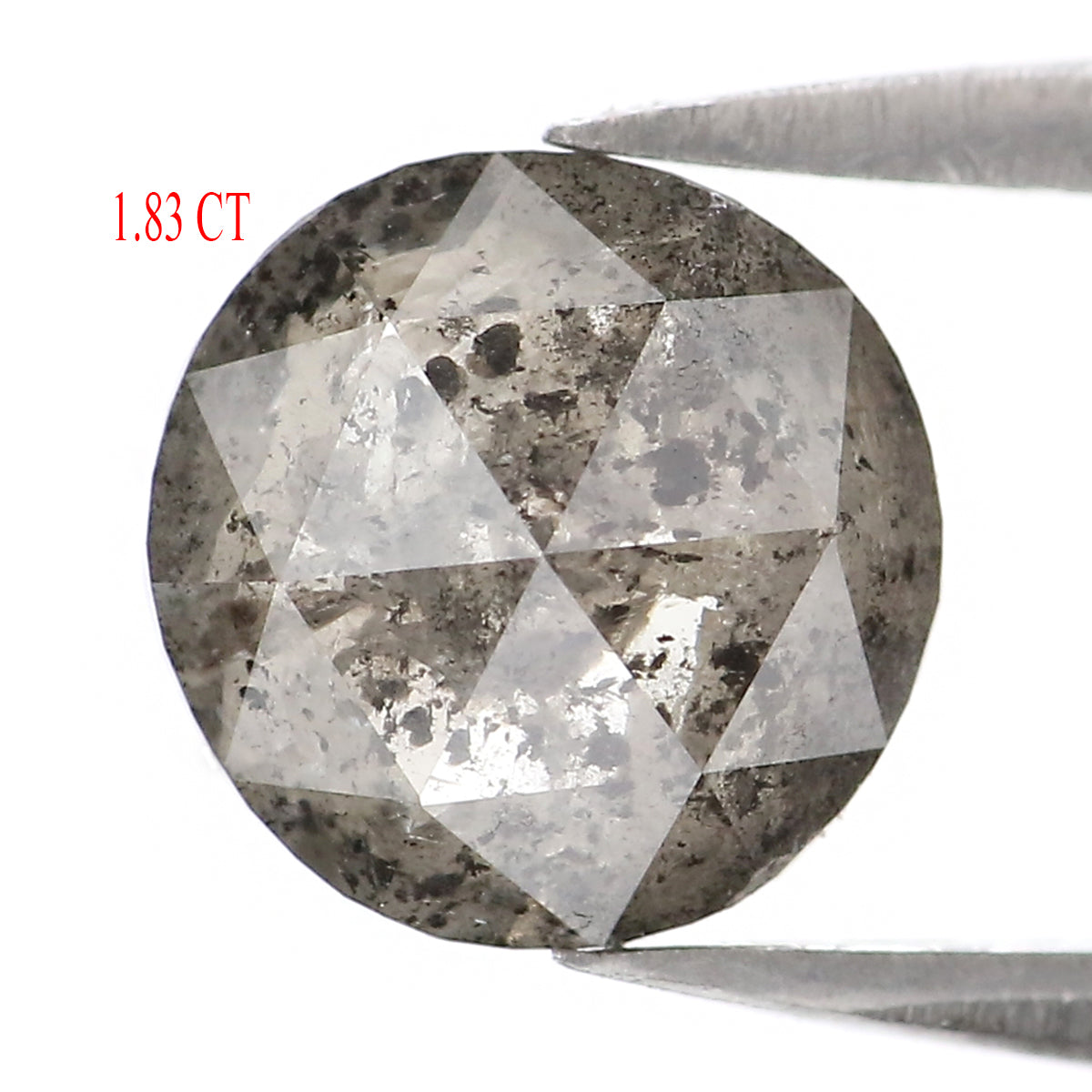 1.83 Ct Natural Loose Round Rose Cut Diamond Black Grey Color Rose Cut Diamond 7.75 MM Natural Loose Salt And Pepper Rose Cut Diamond QL2188