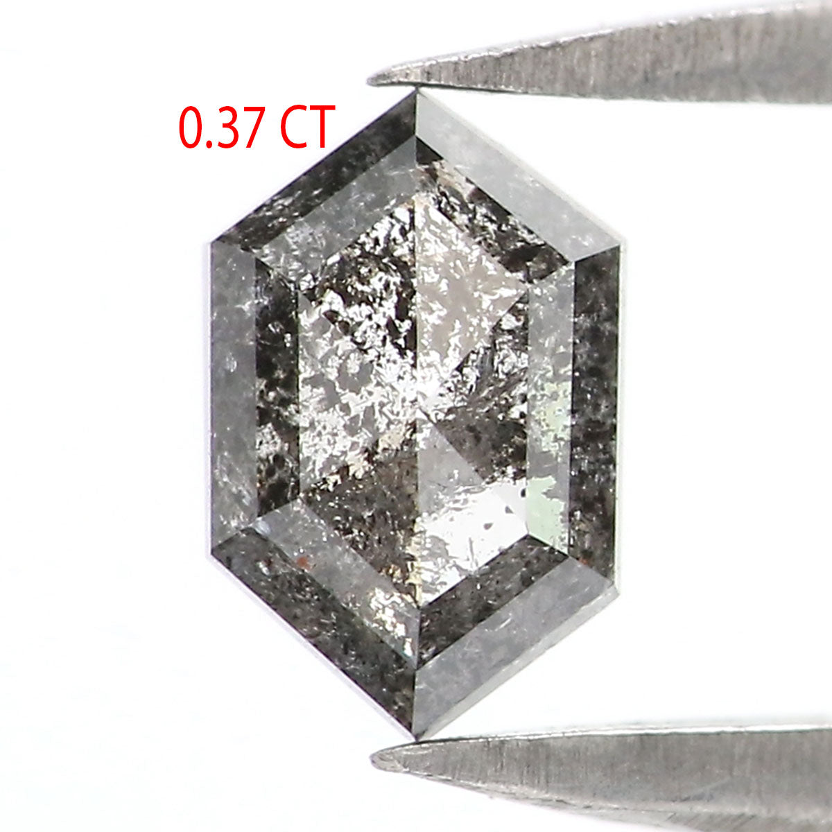 Natural Loose Hexagon Salt And Pepper Diamond Black Grey Color 0.37 CT 5.73 MM Hexagon Shape Rose Cut Diamond KR2539
