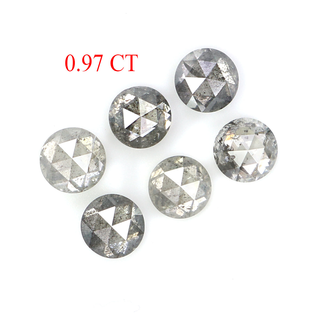 0.97 Ct Natural Loose Round Rose Cut Diamond Salt And Pepper Round Diamond 3.30 MM Natural Black Grey Color Round Rose Cut Diamond KQ2651