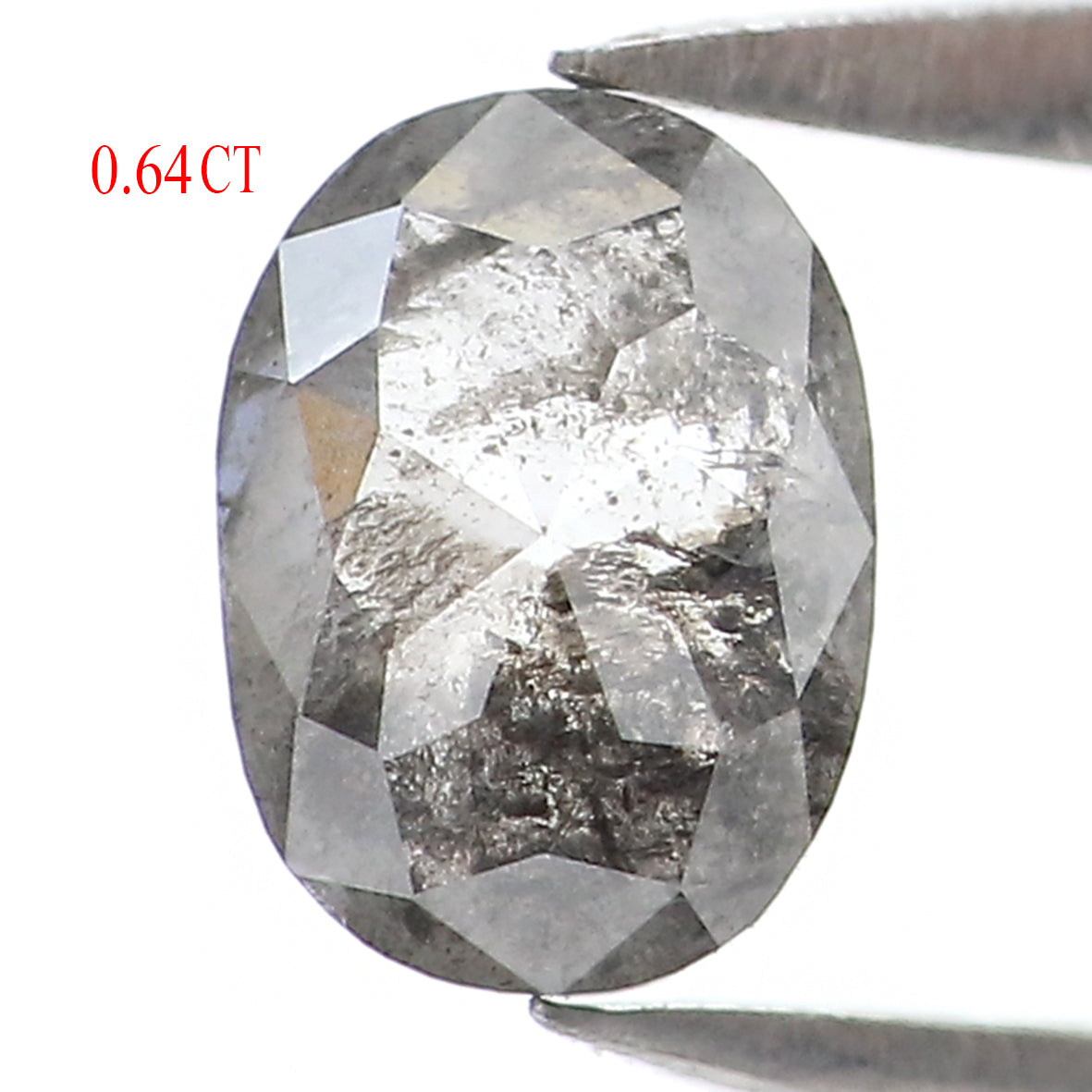 Natural Loose Oval Salt And Pepper Diamond Black Grey Color 0.64 CT 6.10 MM Oval Shape Rose Cut Diamond KR2477