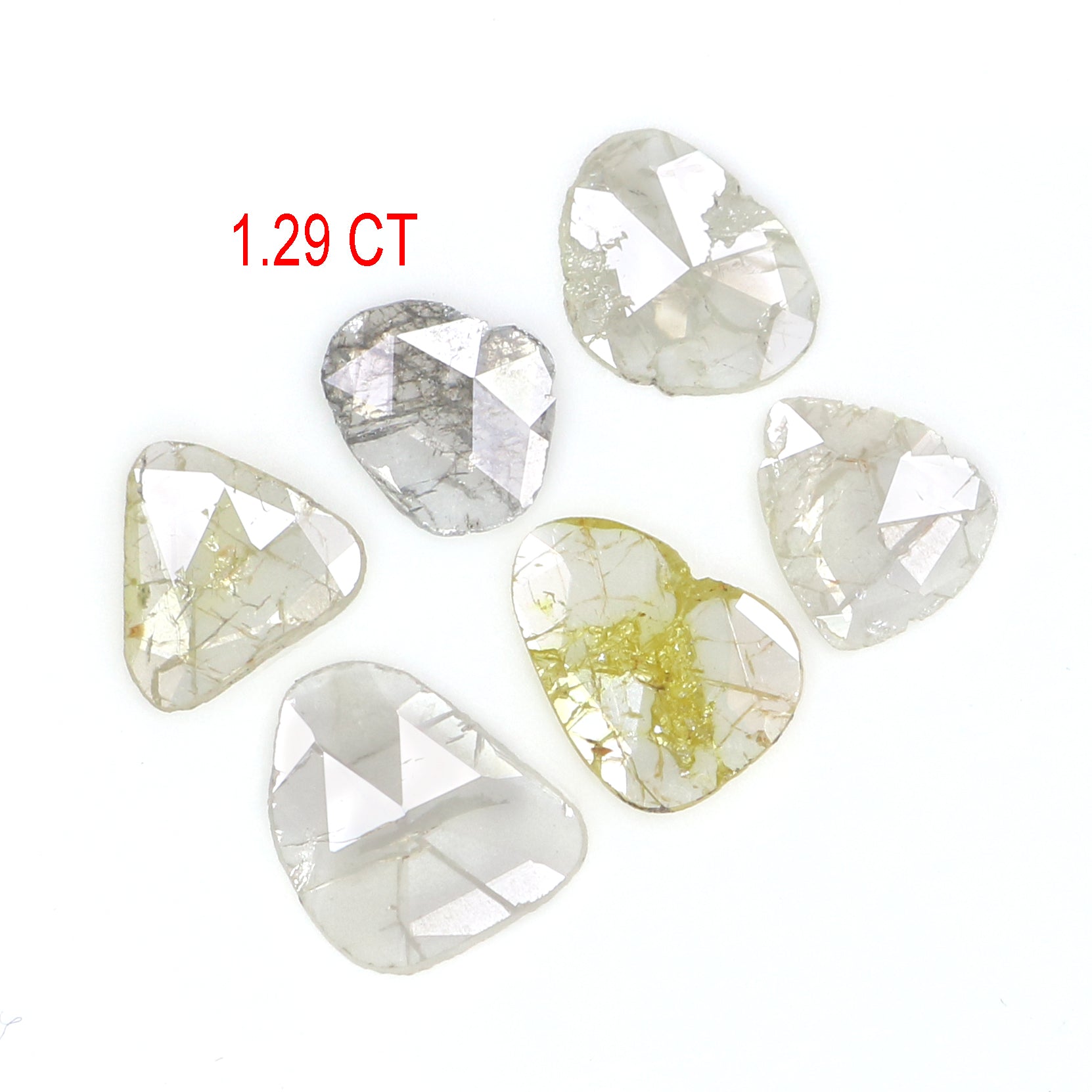 Natural Loose Slice Yellow Grey Color Diamond 1.29 CT 6.65 MM Slice Shape Rose Cut Diamond L2621