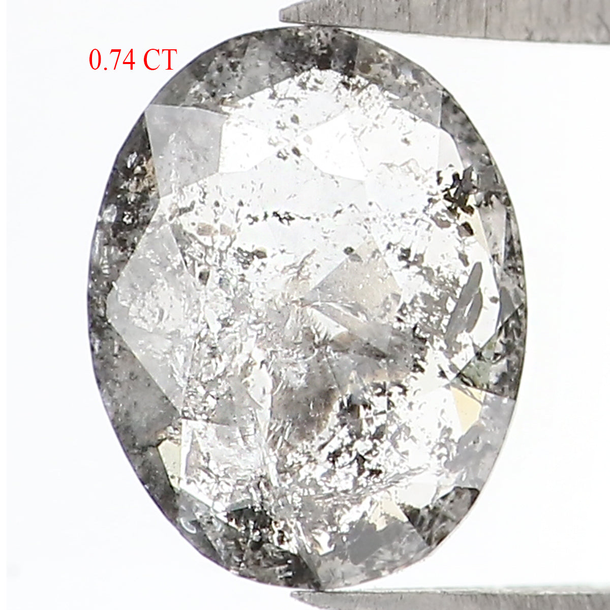0.74 Ct Natural Loose Oval Shape Diamond Salt And Pepper Oval Diamond 7.00 MM Natural Diamond Black Grey Color Oval Rose Cut Diamond QL1521