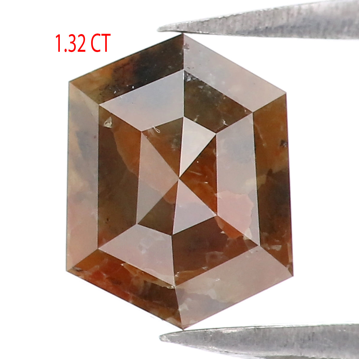 1.32 CT Natural Loose Hexagon Shape Diamond Brown Color Hexagon Cut Diamond 7.45 MM Natural Brown Color Hexagon Rose Cut Diamond KQ2522