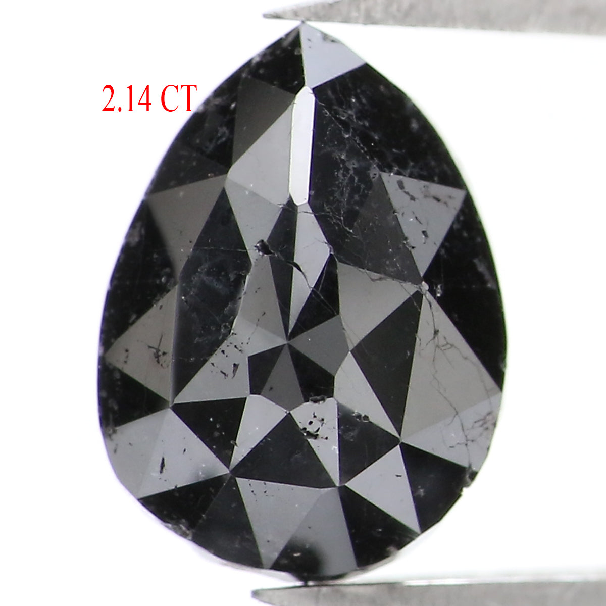 2.14 CT Natural Loose Pear Shape Diamond Black Color Pear Cut Diamond 9.25 MM Natural Loose Black Color Diamond Pear Rose Cut Diamond LQ1607
