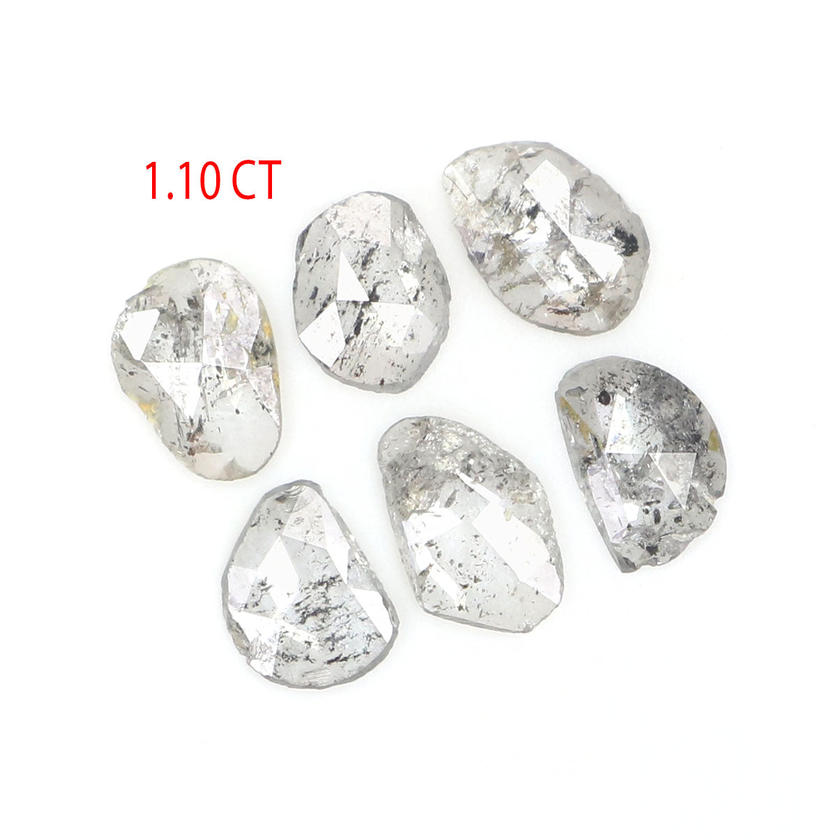 1.10 Ct Natural Loose Slice Shape Diamond Salt And Pepper Slice Diamond 4.90 MM Natural Black Grey Color Slice Irregular Cut Diamond LQ2526