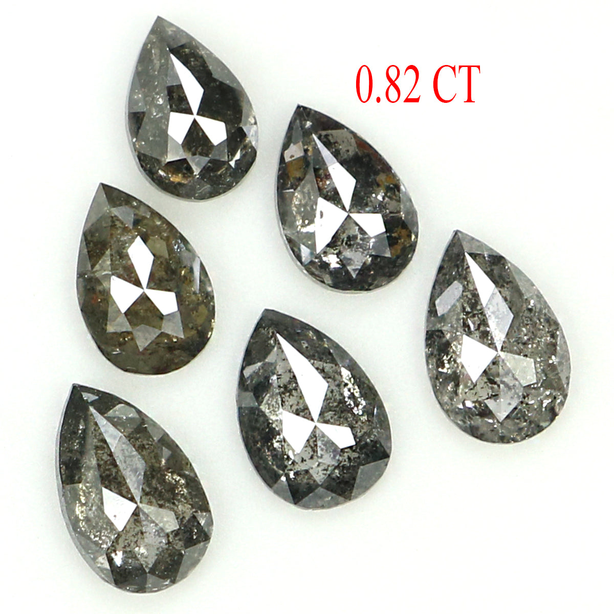 0.82 CT Natural Loose Pear Shape Diamond Salt And Pepper Pear Cut Diamond 3.90 MM Natural Black Grey Color Pear Rose Cut Diamond QLB1311