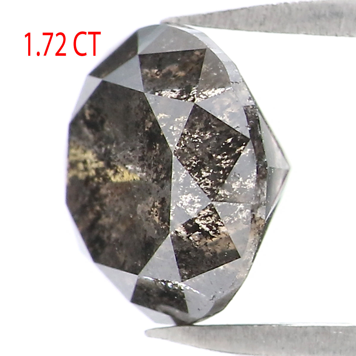 Natural Loose Round Brilliant Cut Salt And Pepper Diamond Black Grey Color 1.72 CT 7.17 MM Round Cut Diamond L2399