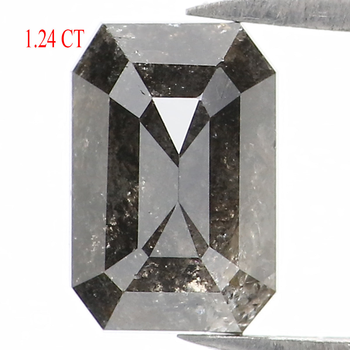 1.24 CT Natural Loose Emerald Shape Diamond Salt And Pepper Emerald Cut Diamond 7.20 MM Natural Black Grey Emerald Rose Cut Diamond LQ1332