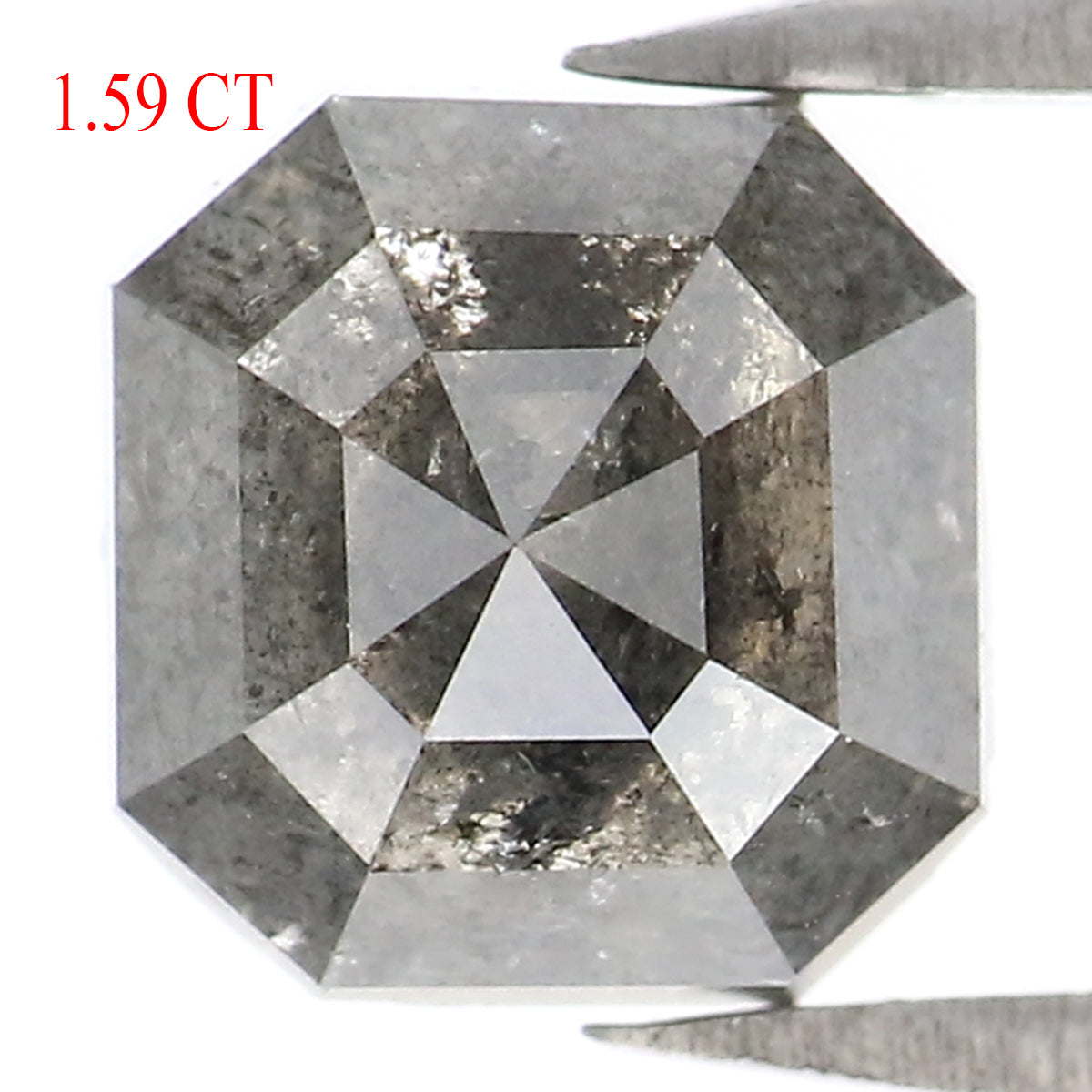 1.59 CT Natural Loose Emerald Shape Diamond Salt And Pepper Emerald Cut Diamond 6.45 MM Natural Black Grey Emerald Rose Cut Diamond LQ7893