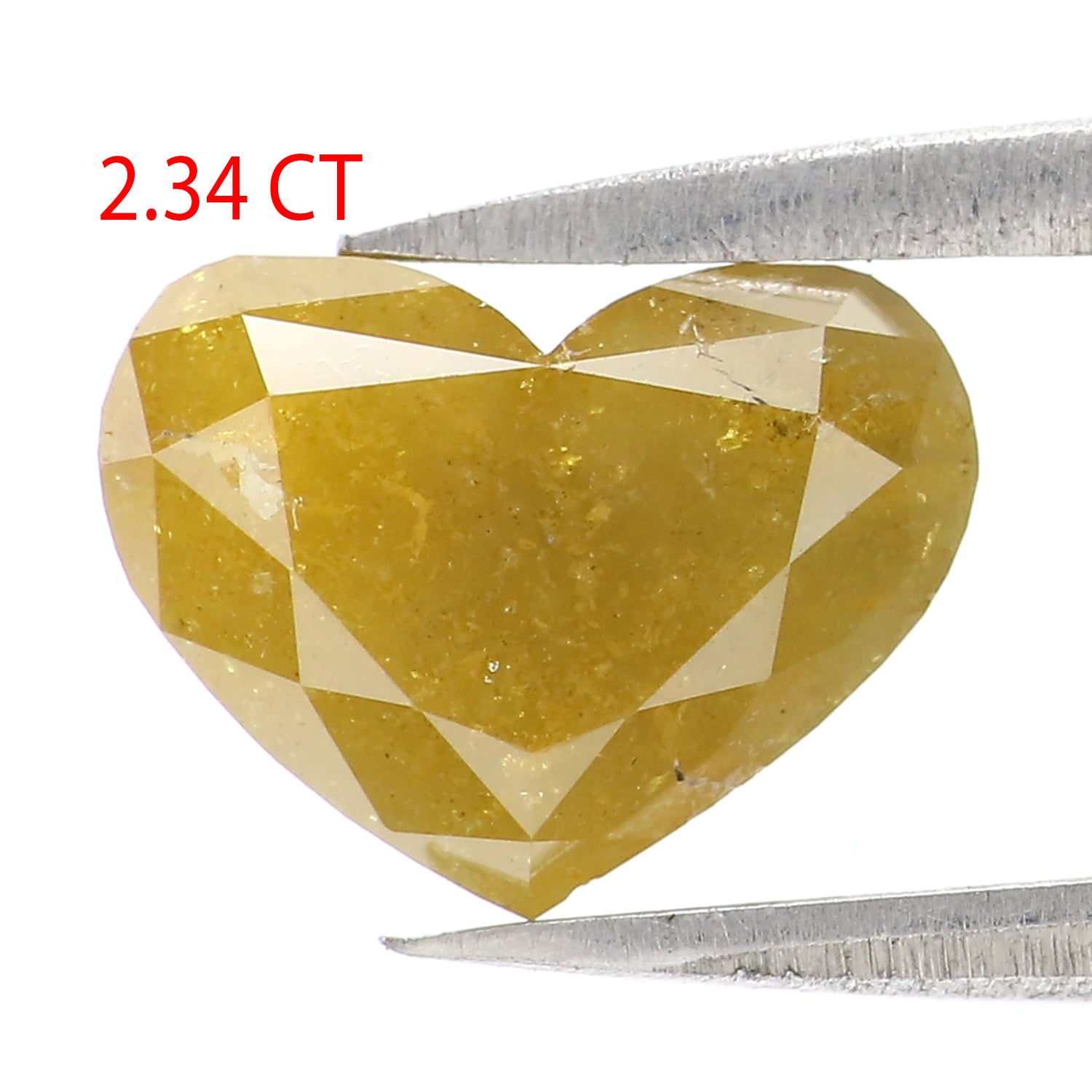 Natural Loose Heart Yellow Color Diamond 2.34 CT 7.34 MM Heart Shape Rose Cut Diamond L2694