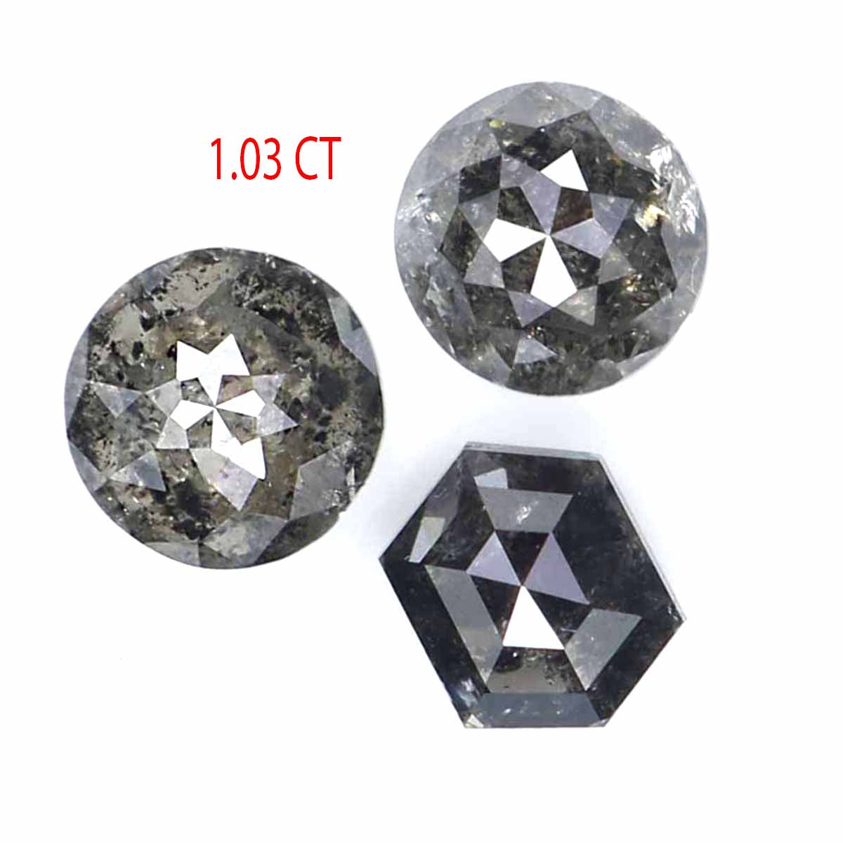 1.03 CT Natural Loose Mix Shape Diamond Salt And Pepper Mix Shape Diamond 4.35 MM Natural Black Grey Color Mix Shape Rose Cut Diamond QK2328