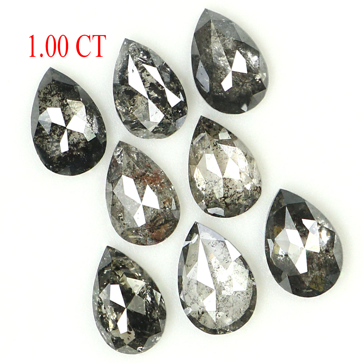 1.00 CT Natural Loose Pear Shape Diamond Salt And Pepper Pear Cut Diamond 4.00 MM Natural Black Grey Diamond Pear Rose Cut Diamond QL1317