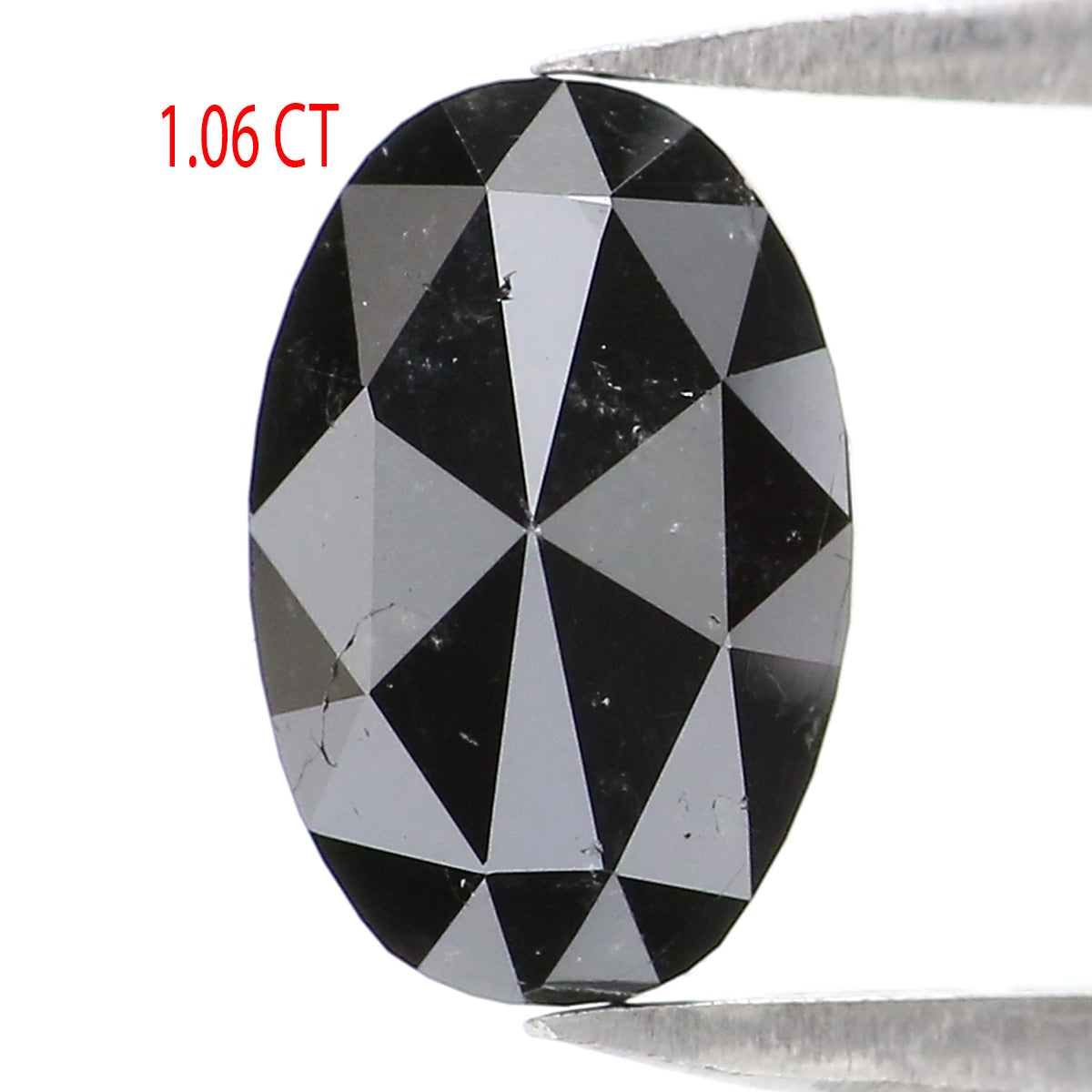 1.06 CT Natural Loose Oval Shape Diamond Black Color Oval Cut Diamond 8.30 MM Natural Loose Black Color Diamond Oval Rose Cut Diamond KQ2514
