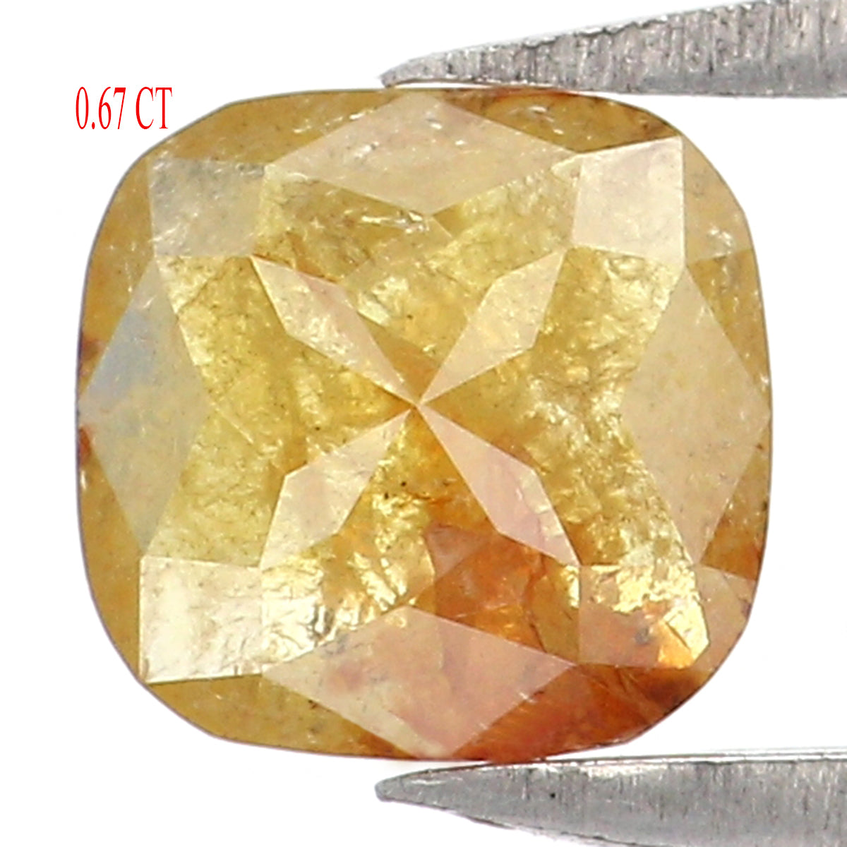 Natural Loose Cushion Yellow Color Diamond 0.67 CT 5.25 MM Cushion Shape Rose Cut Diamond L1990